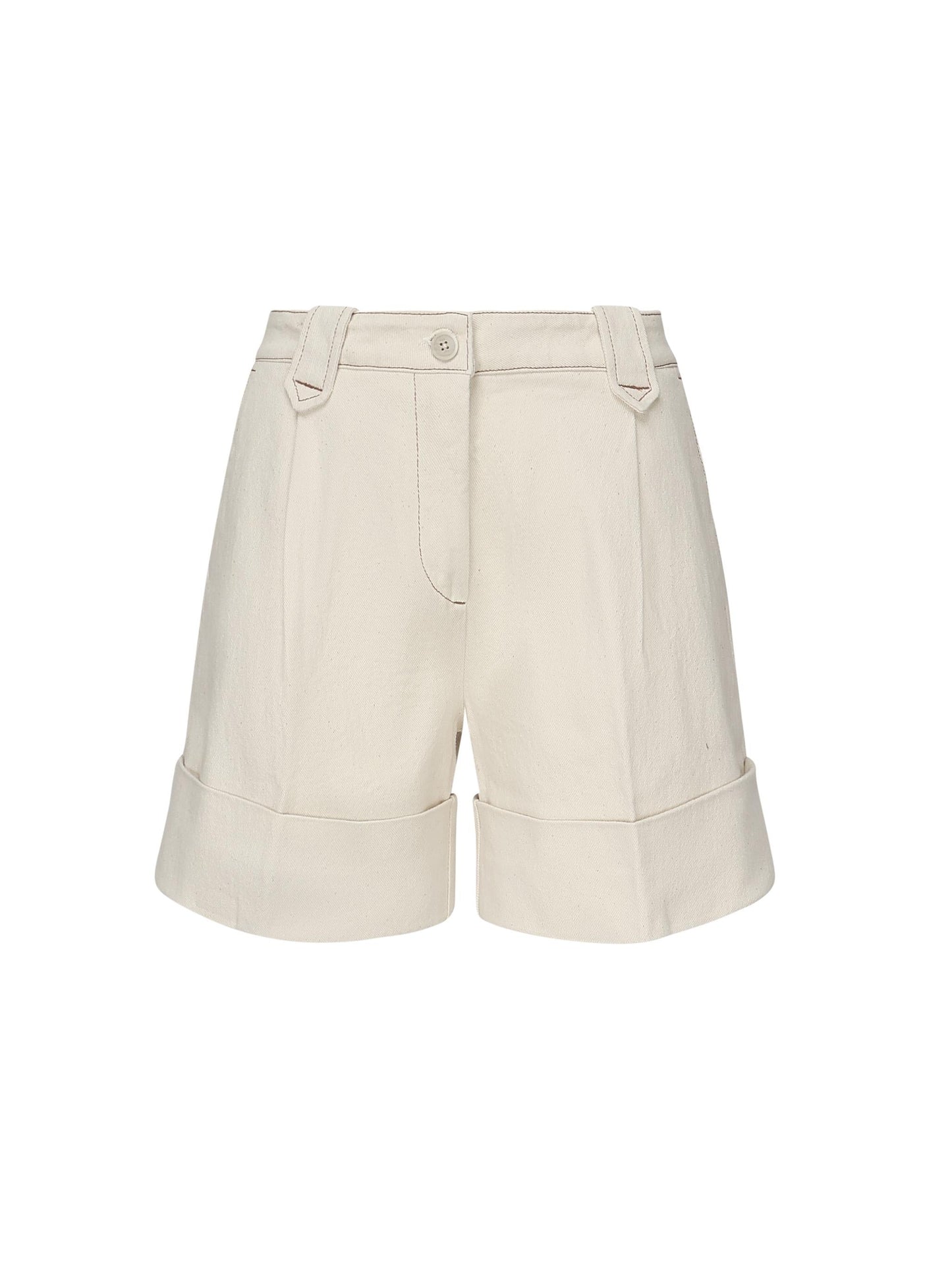 Shorts in cotone con risvolto