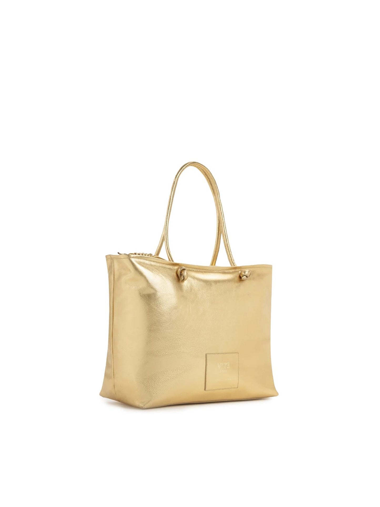 Borsa shopping in pelle con logo