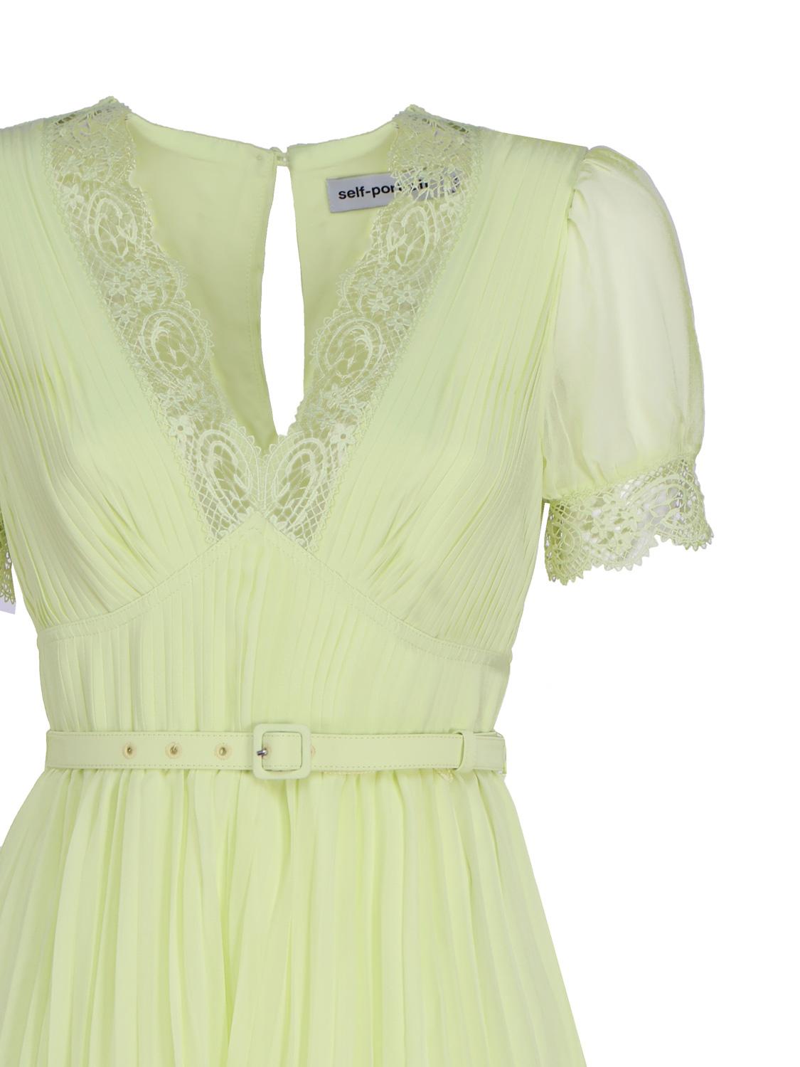 Abito longuette in chiffon con dettaglio in pizzo