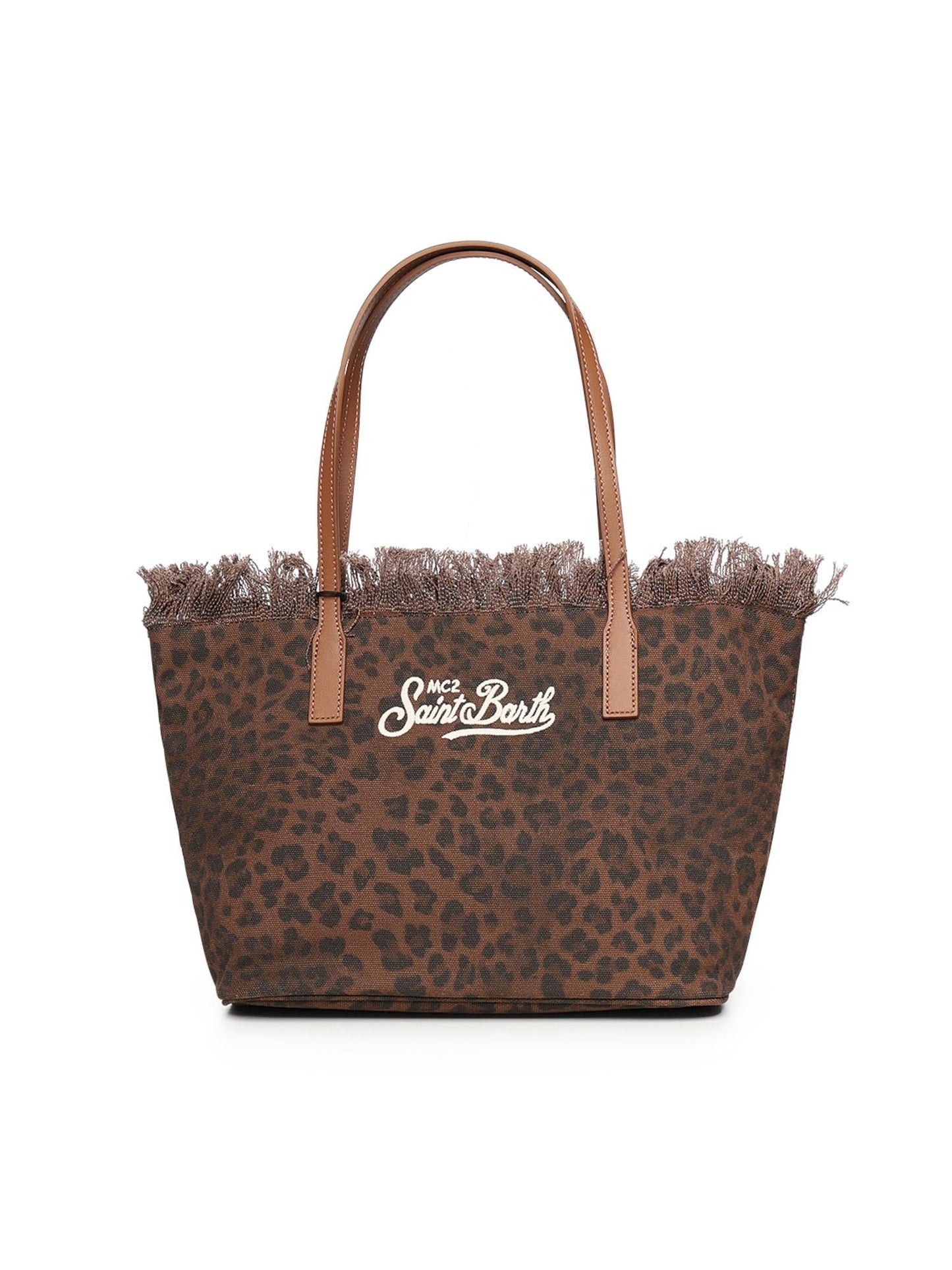 Borsa City Medium in canvas con stampa animalier