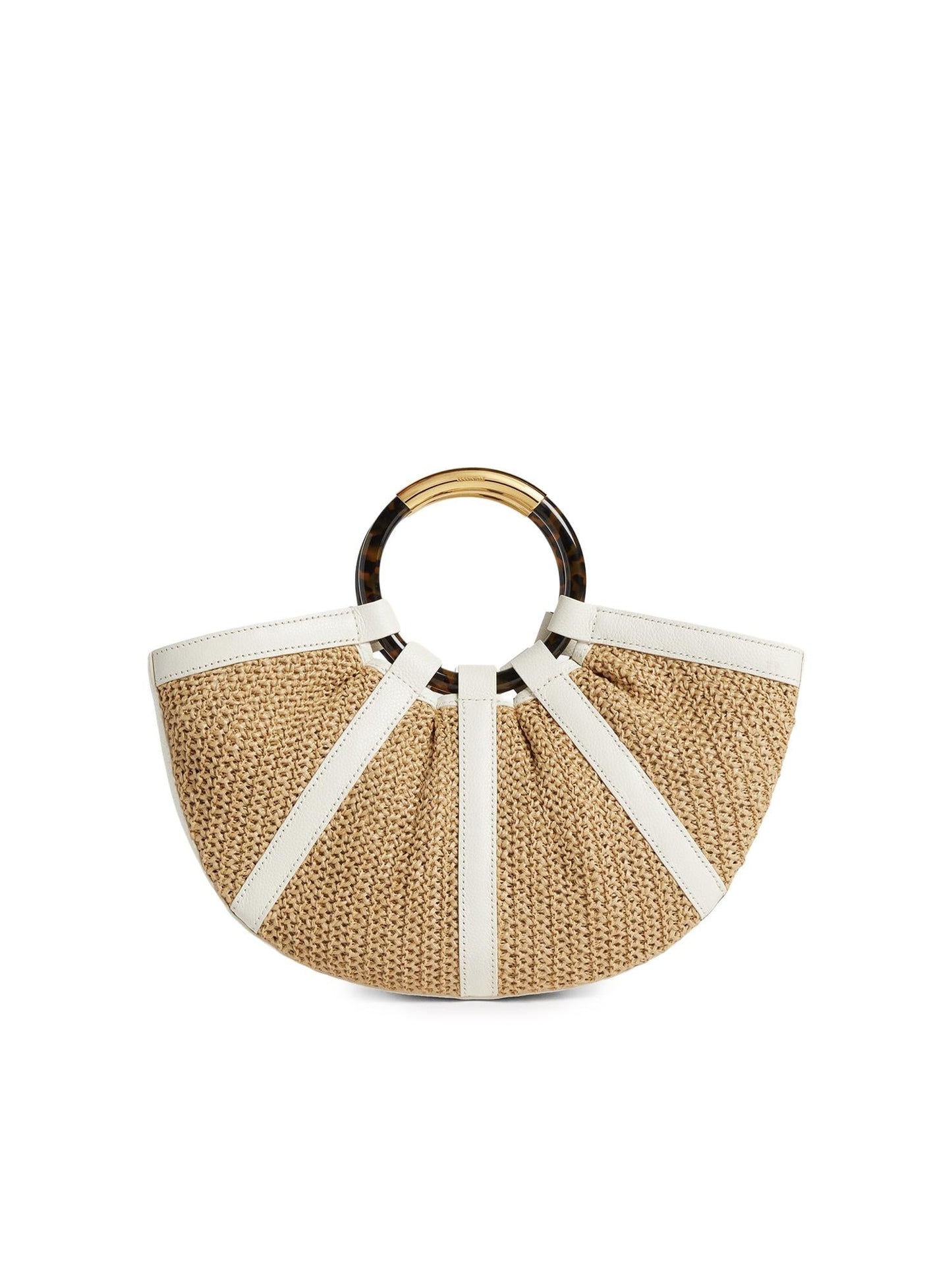 Borsa Shell in paglia e pelle