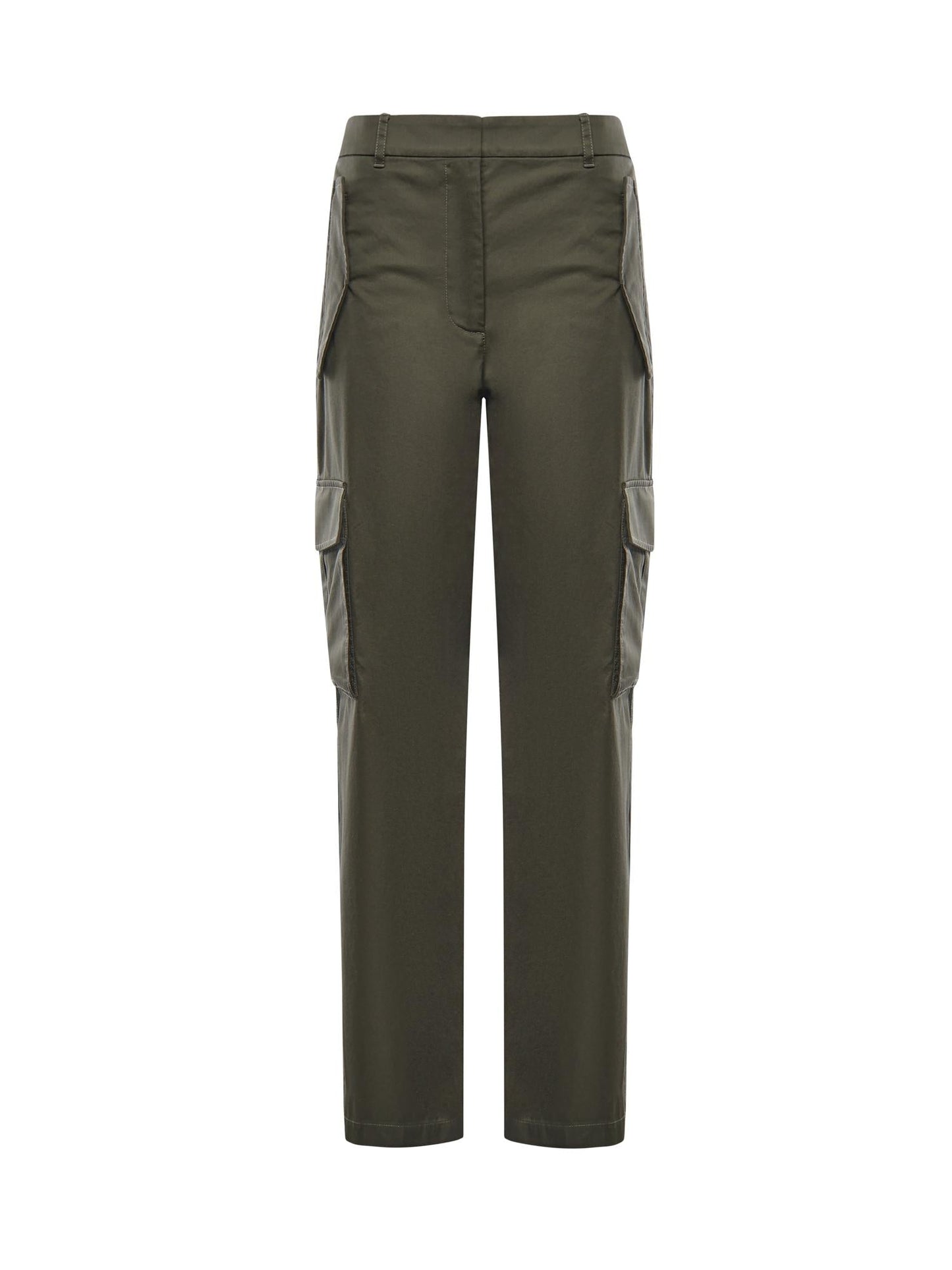Pantaloni cargo in gabardine con finiture Check