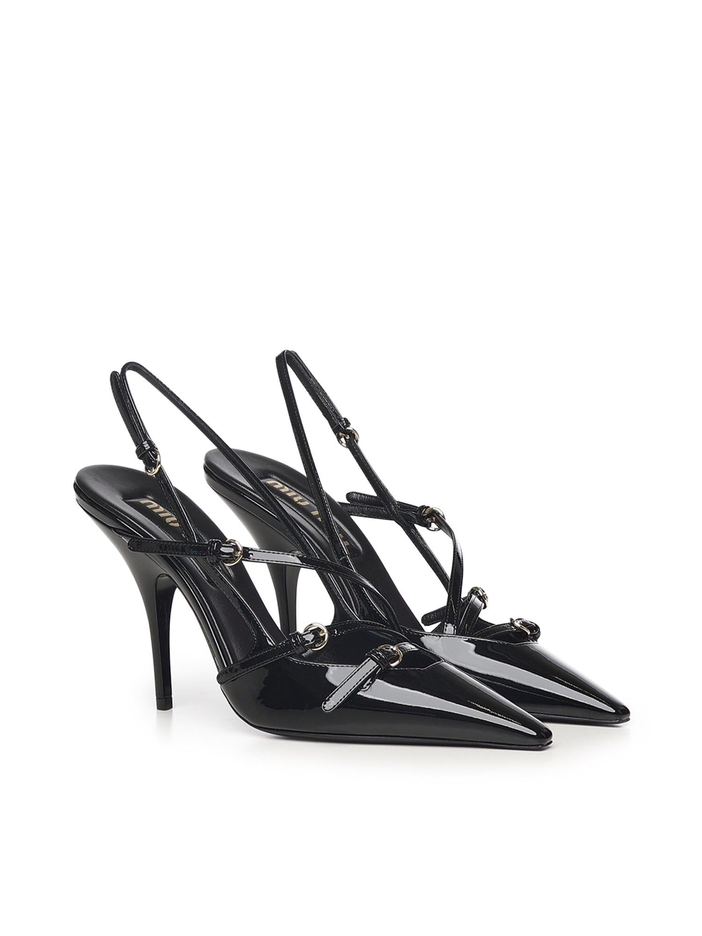 Slingback in vernice con fibbie
