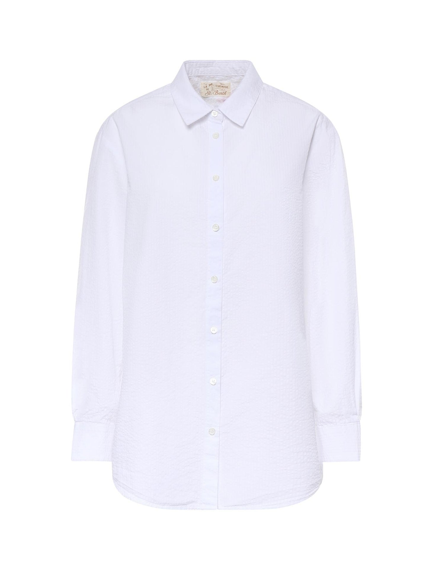 Camicia in seersucker con ricamo