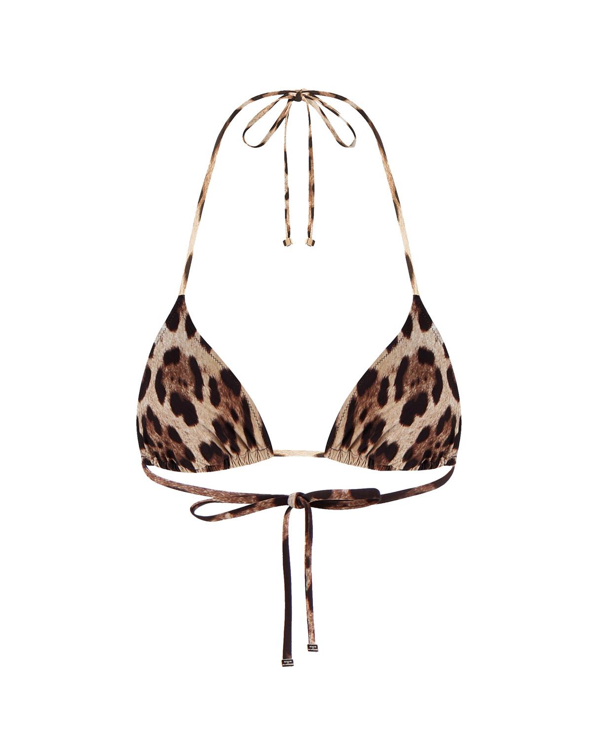 Top bikini con stampa leopardata