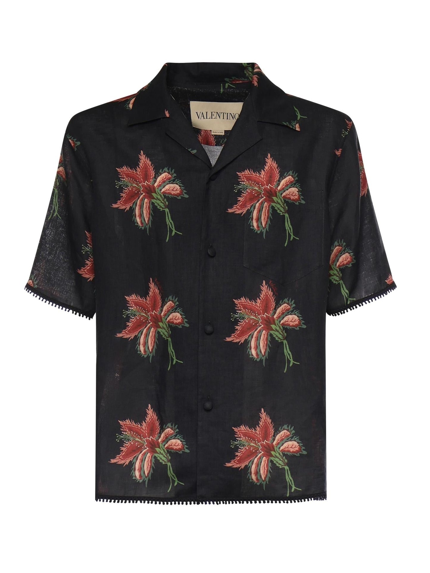 Camicia in lino con stampa Papier Floral
