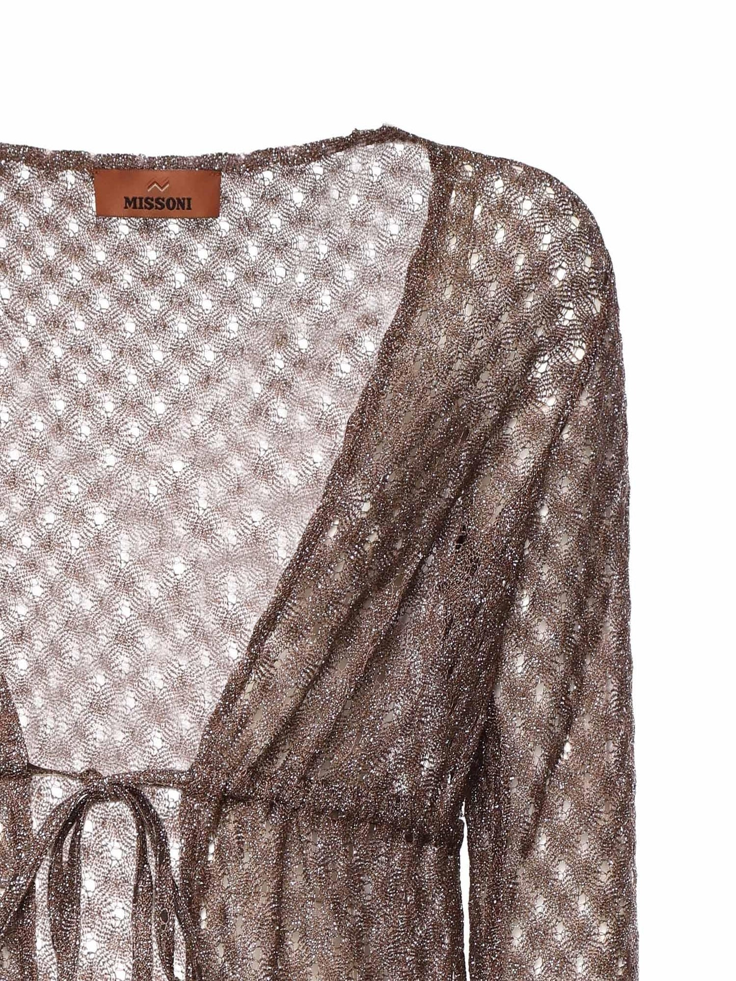 Cardigan lungo in viscosa lamé motivo ragnatela