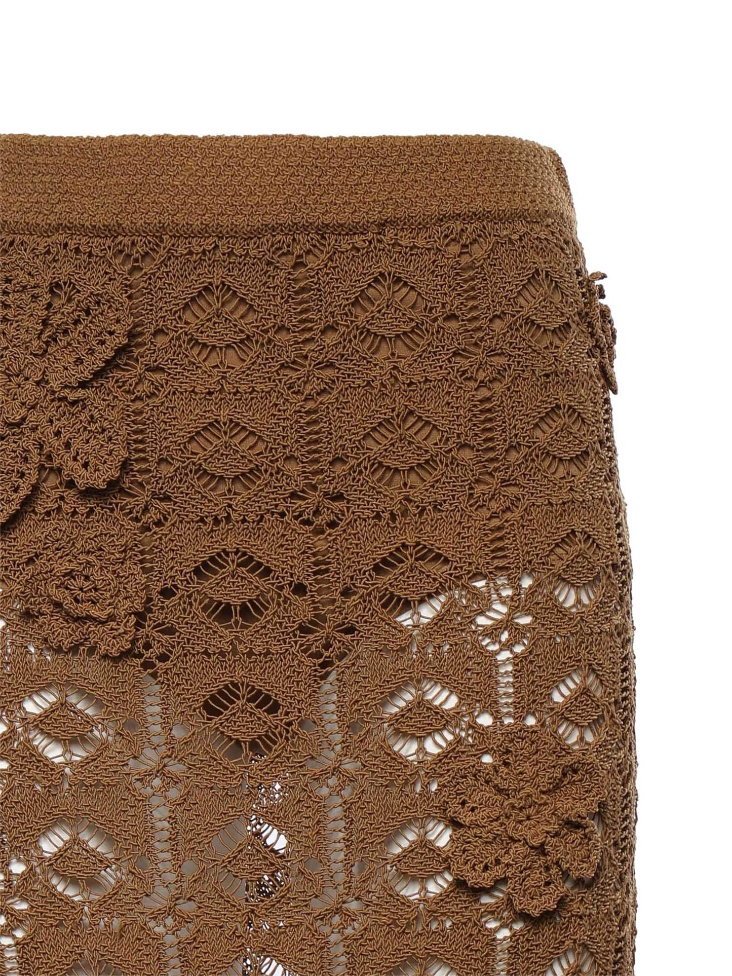 Gonna midi in crochet con fiori