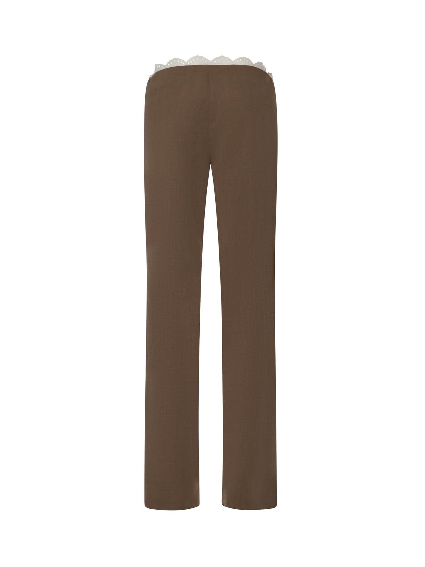 Pantaloni in lana con cinturino in pizzo