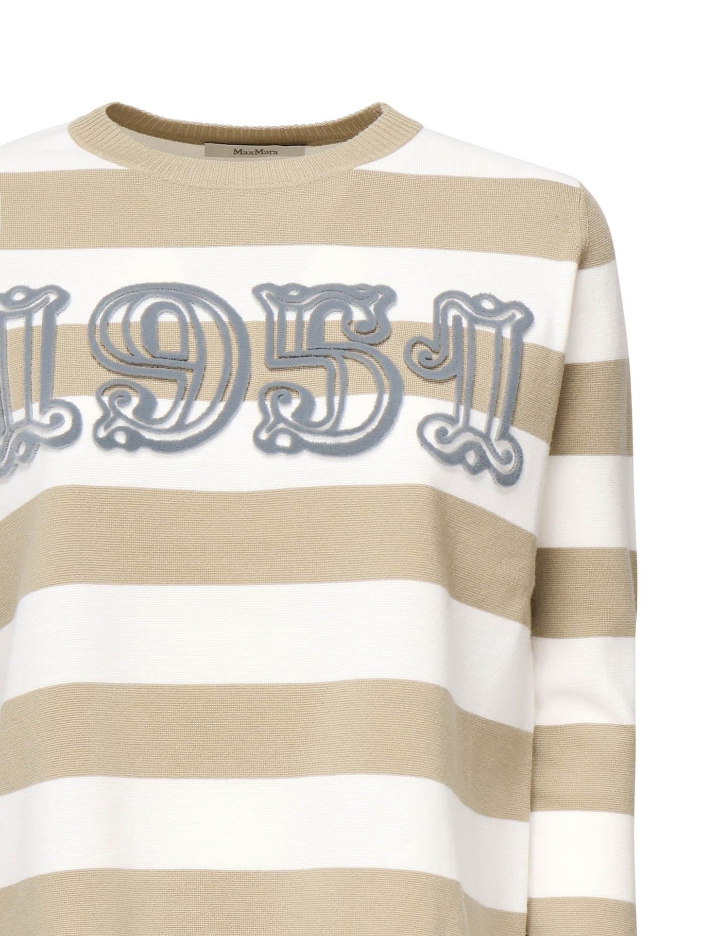 Maglia a righe in lana con ricamo