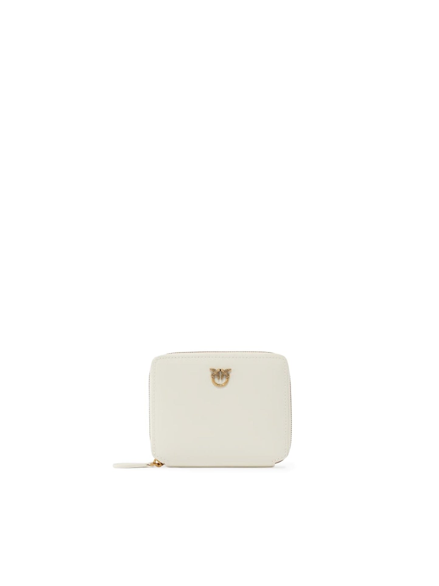 Portafoglio quadrato zip-around in pelle