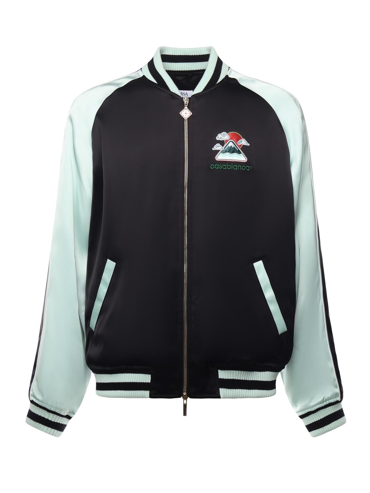 Giubbotto bomber in raso ricamato