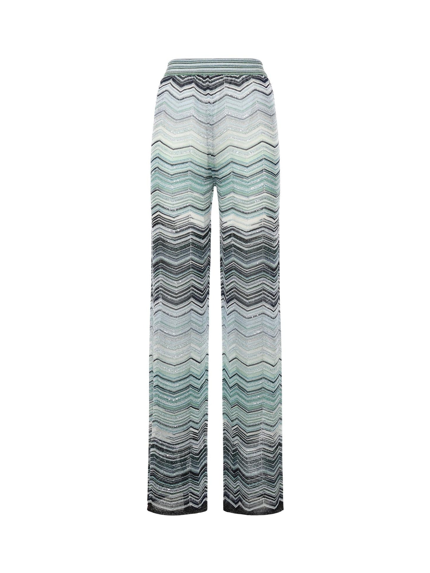 Pantaloni in viscosa chevron lamé con paillettes