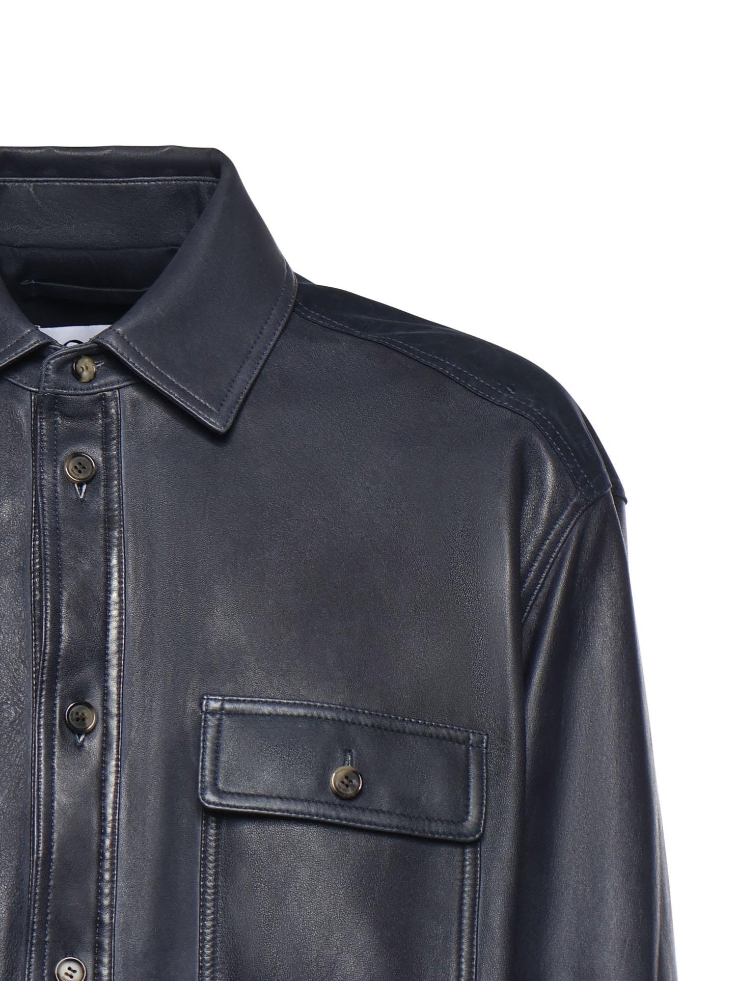 Overshirt in nappa di agnello e cotone