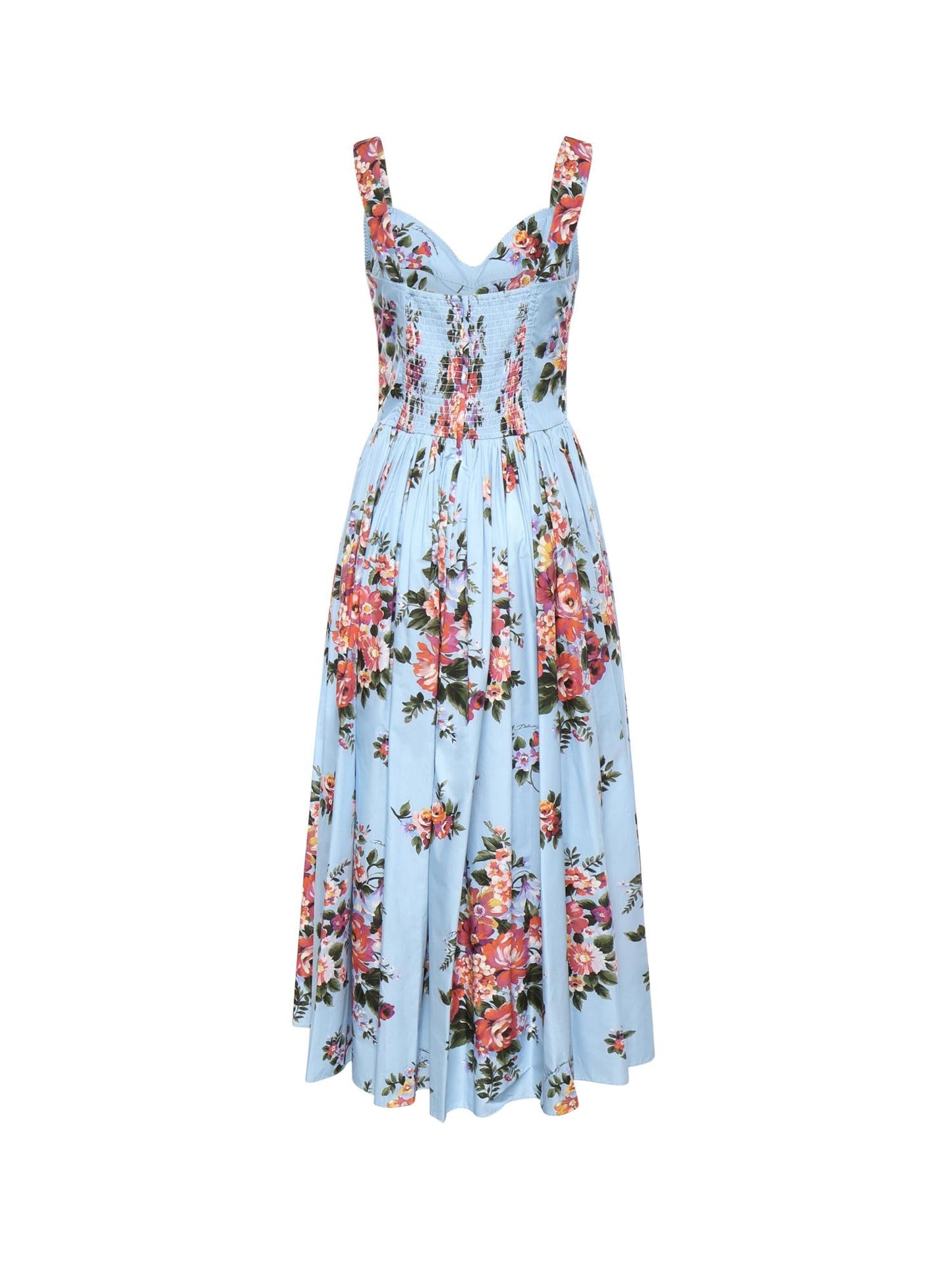 Abito bustier in cotone con stampa floreale