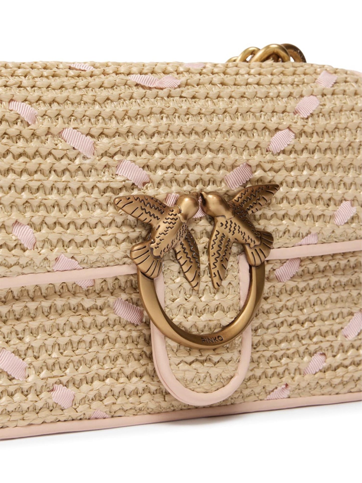 Borsa Mini Love Bag One Light in rafia e pelle