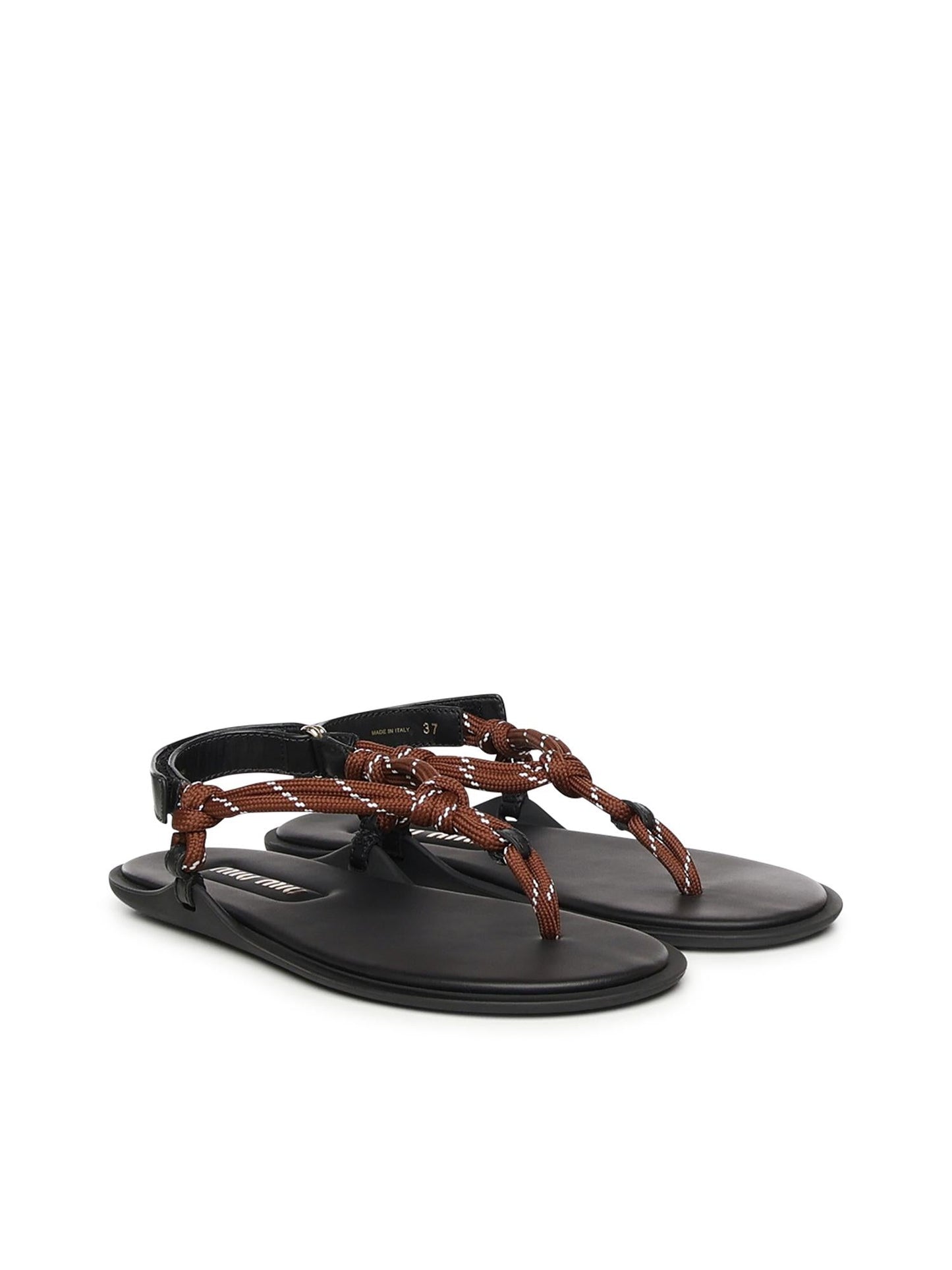 Sandali in pelle con cinturino in corda