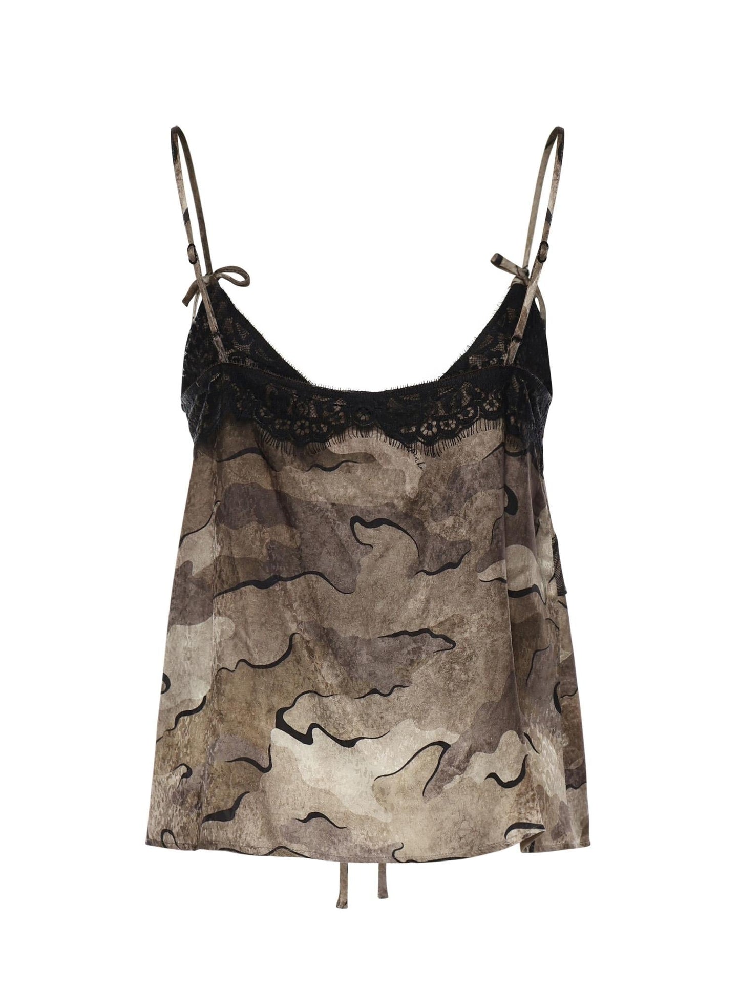 Top camouflage con pizzo