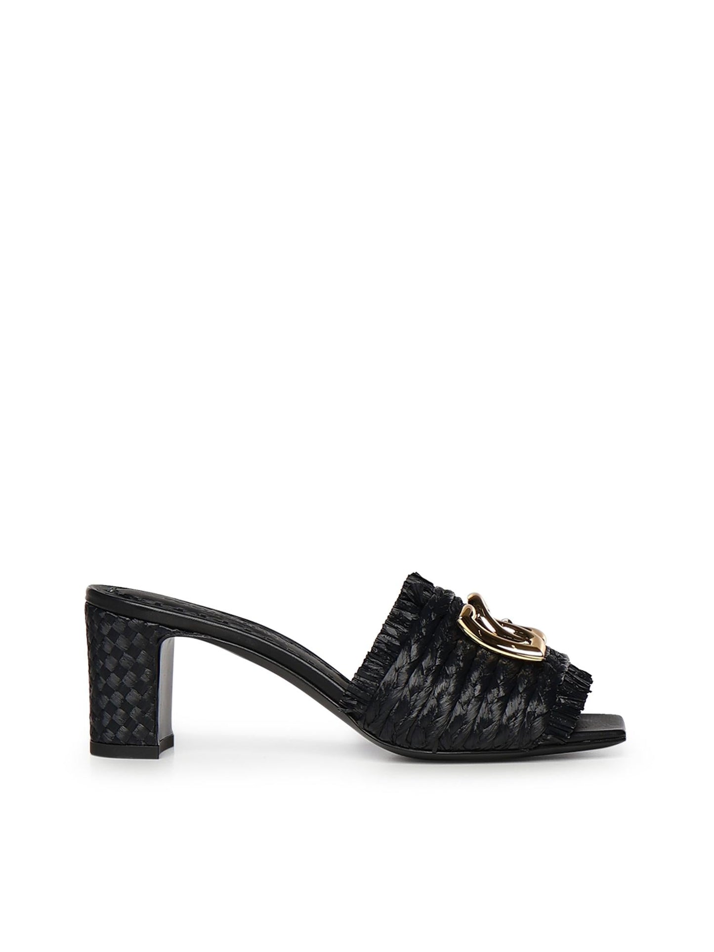 Mules in rafia con logo