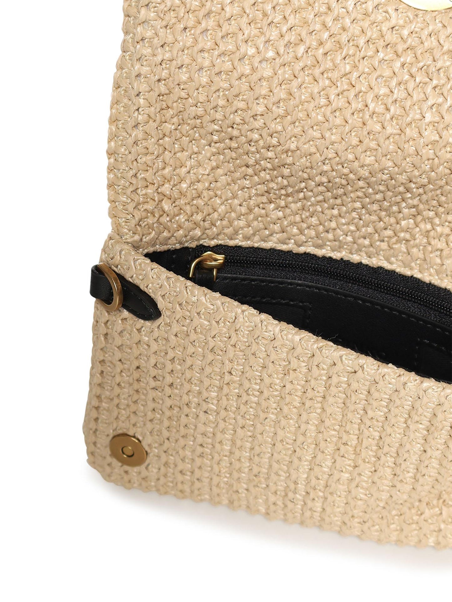 Pochette a tracolla Love Bag Click Soft Horizontal Mini in rafia