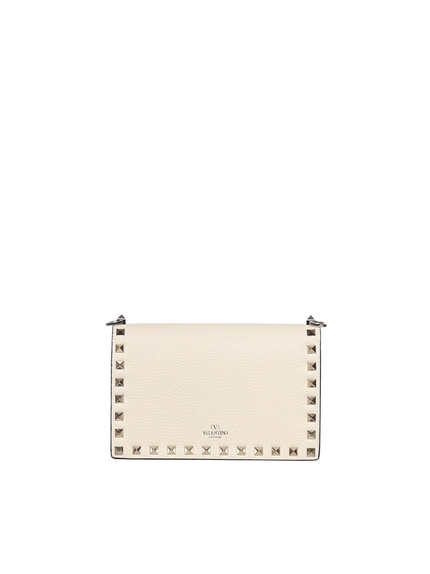 Mini bag con catena Rockstud in vitello granato