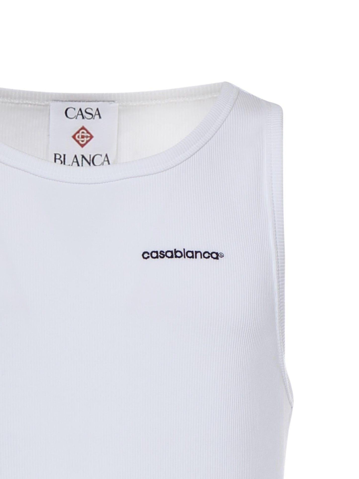 Canotta a coste in cotone con logo