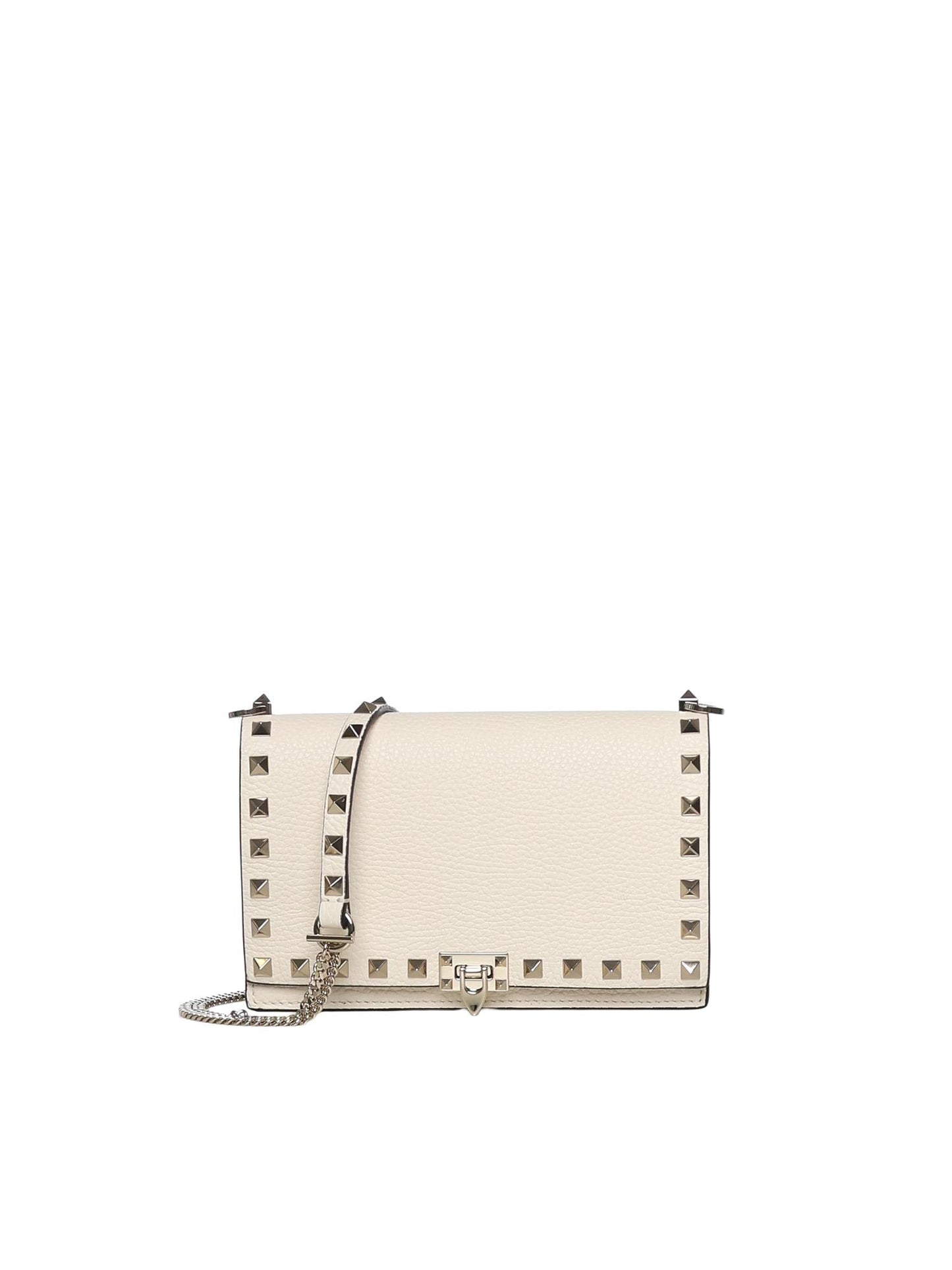 Mini bag con catena Rockstud in vitello granato
