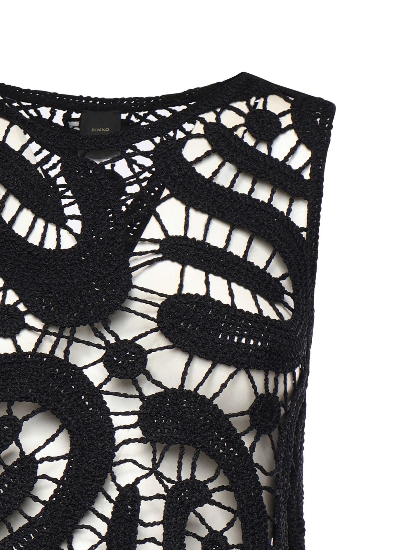 Top smanicato crochet geometrico