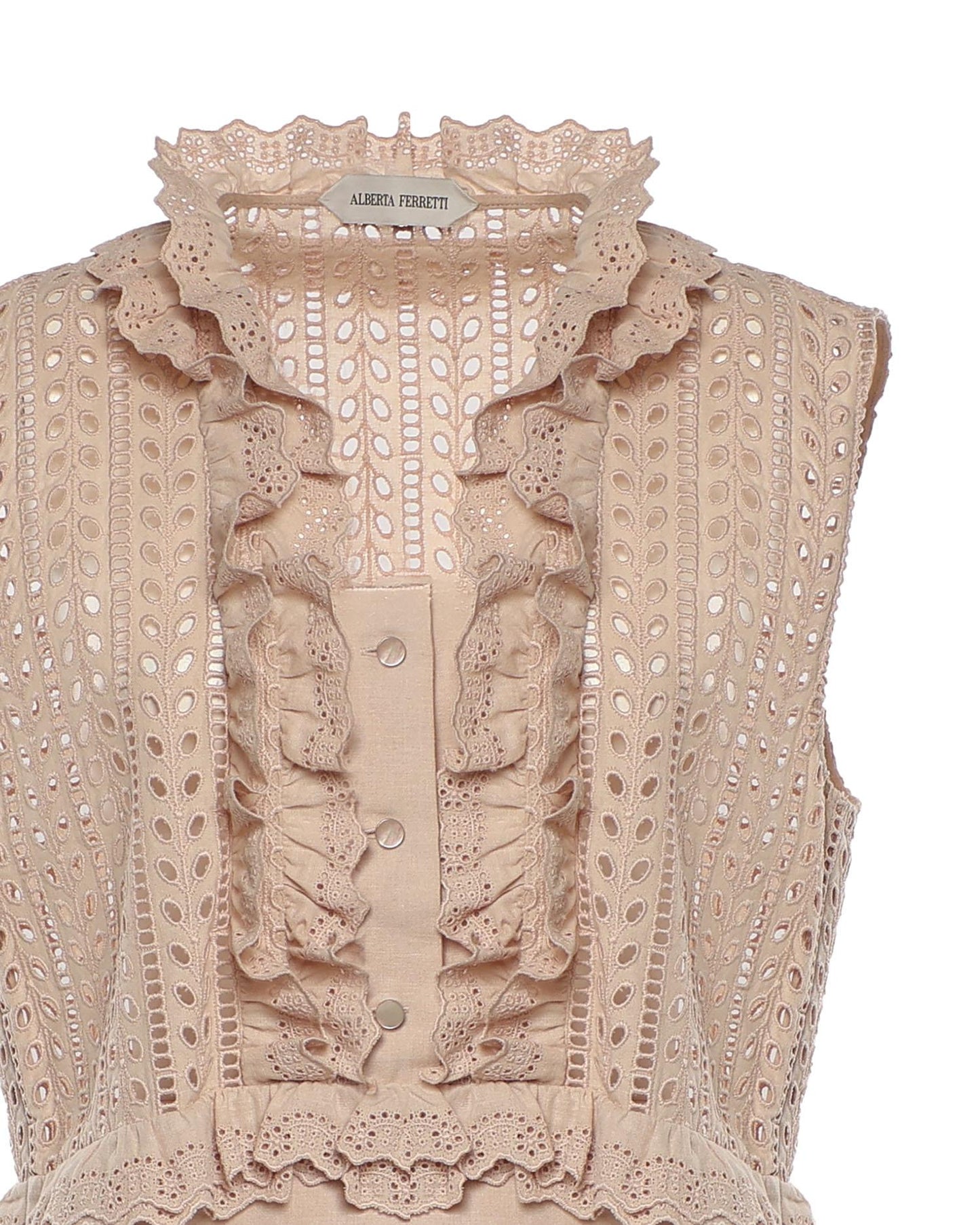 Top in pizzo Sangallo con volant