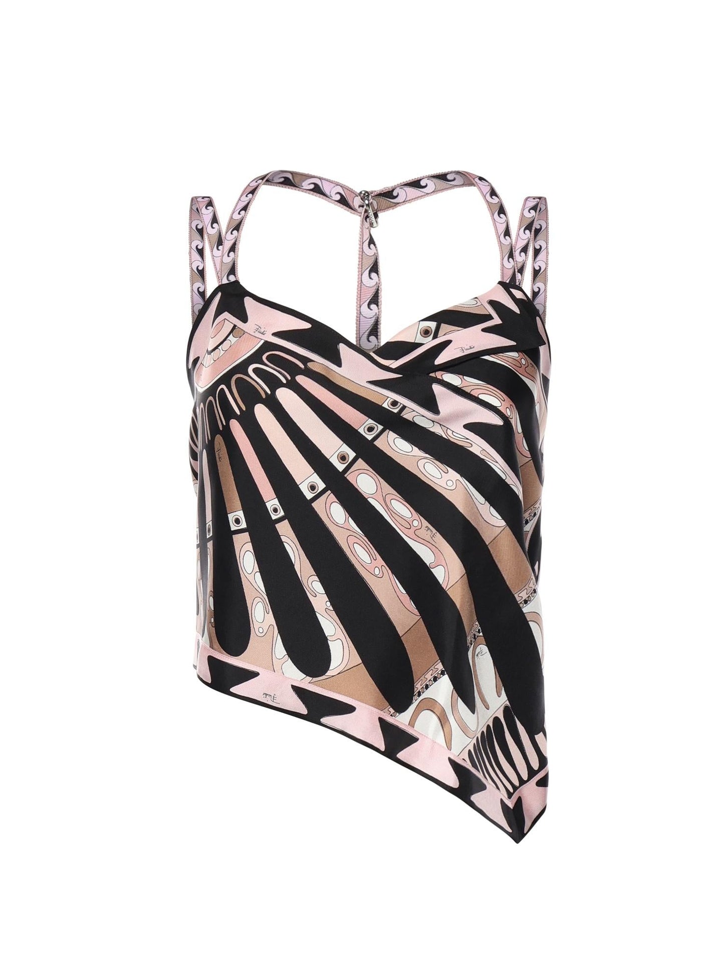 Top foulard in seta con stampa Soleil