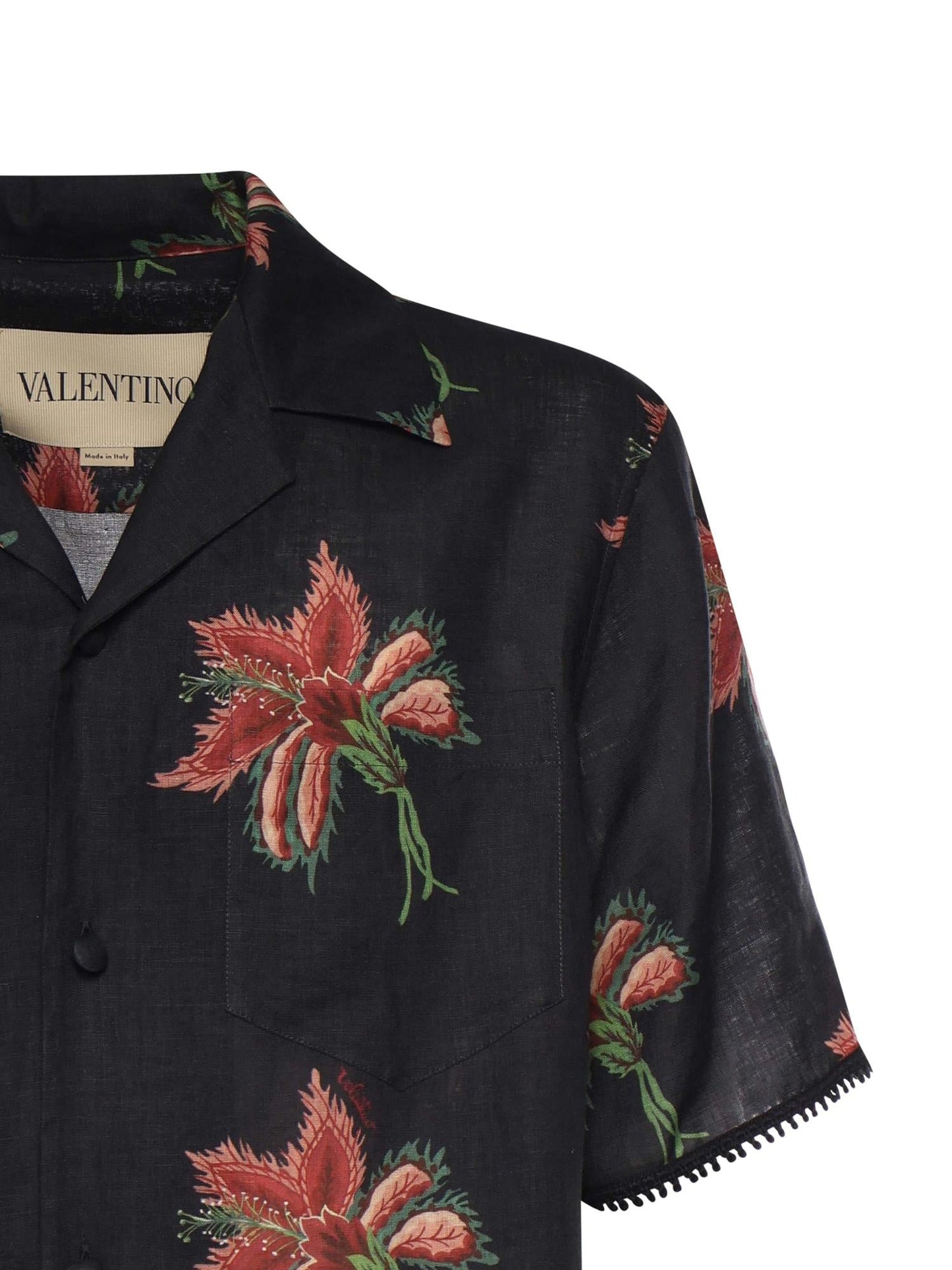 Camicia in lino con stampa Papier Floral