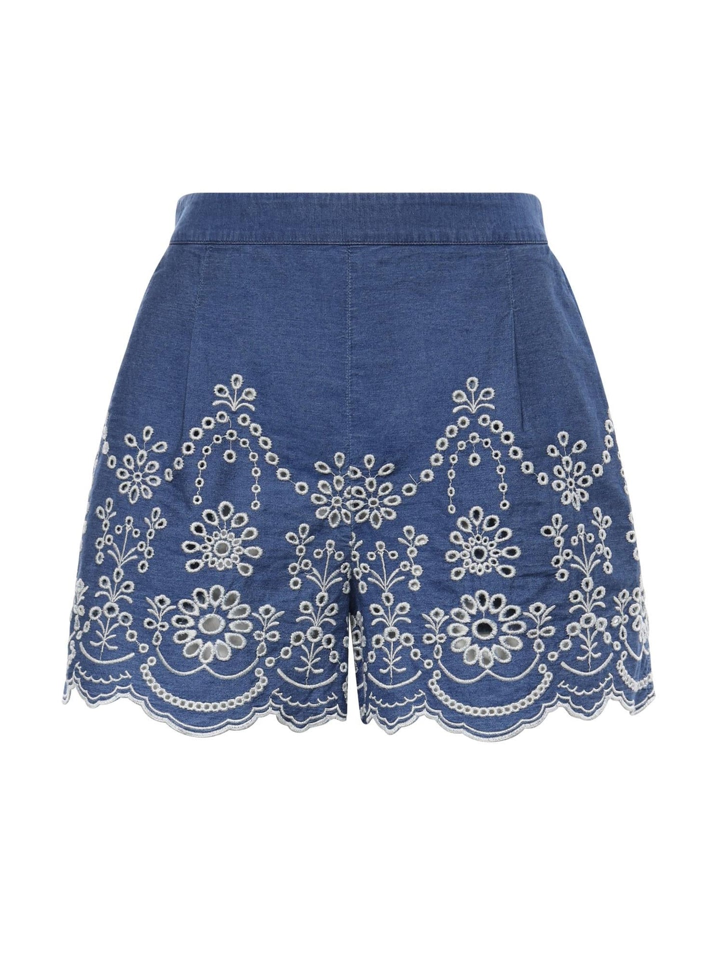 Short Amani in chambray con ricamo