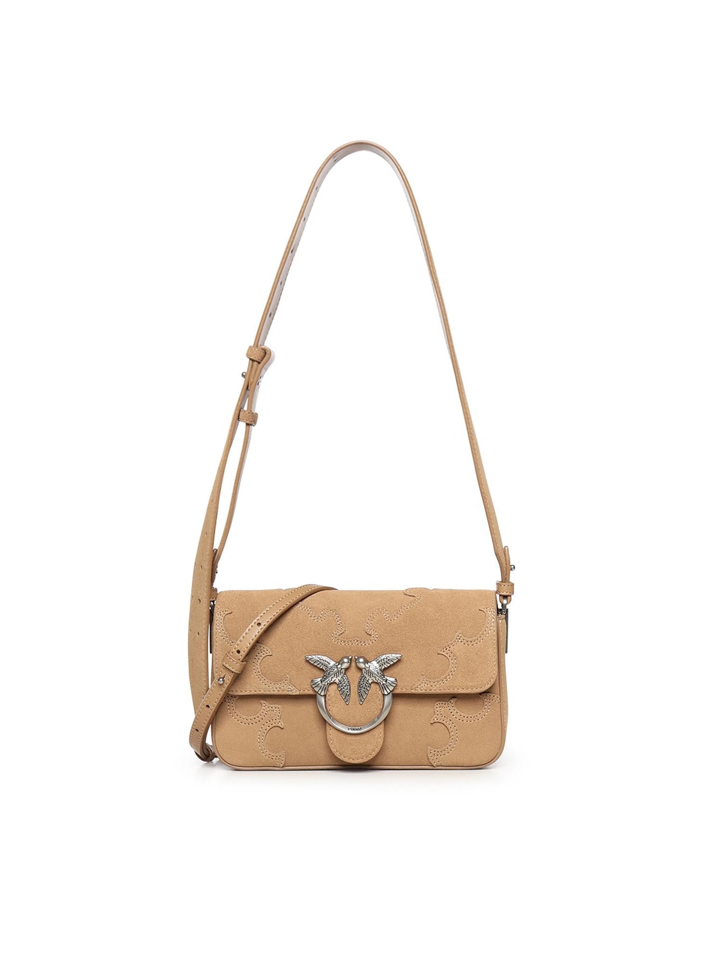 Borsa a spalla Mini Love Bag One Slouchy in suede con intarsi