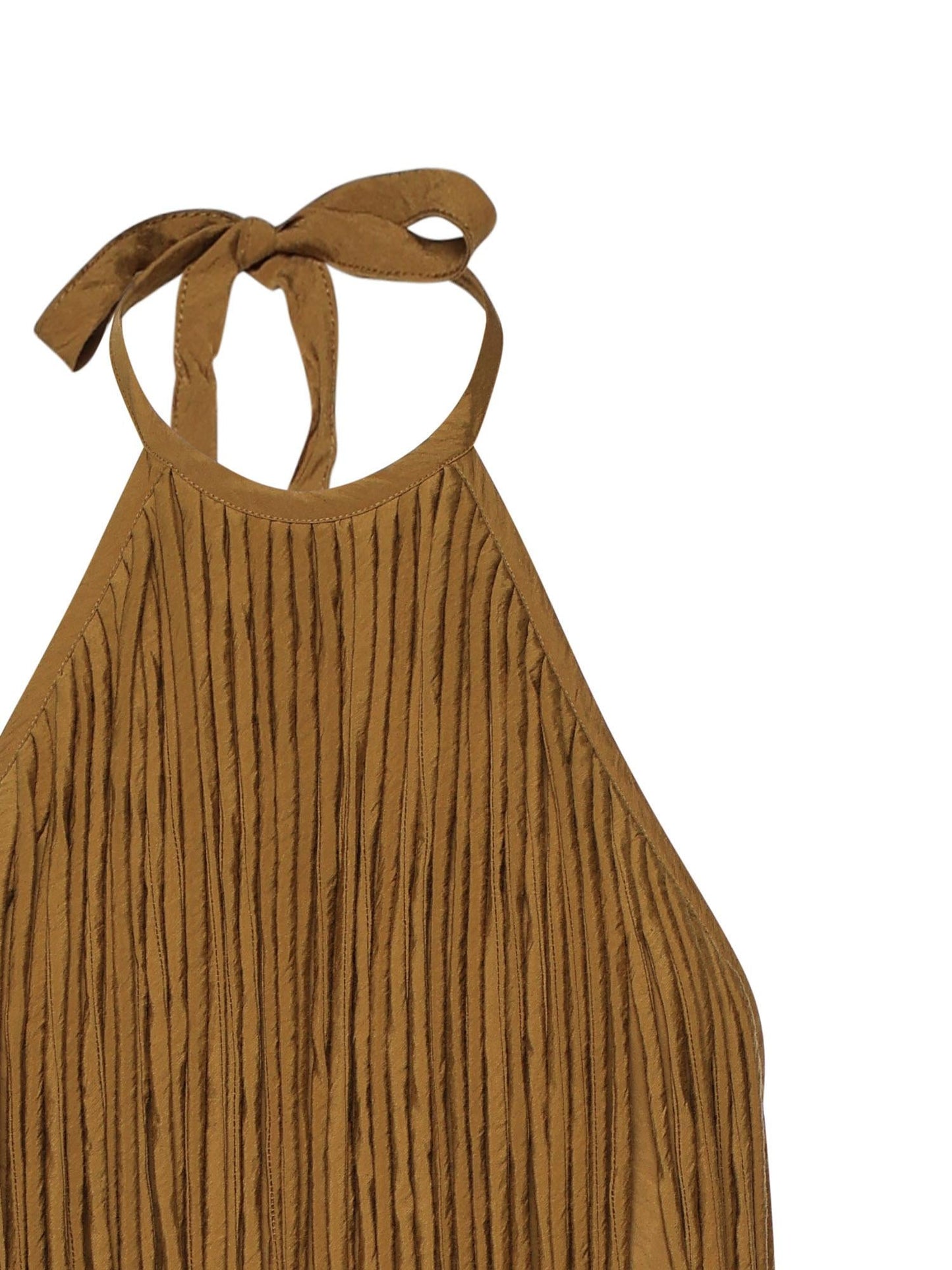 Top con scollo all'americana e frange