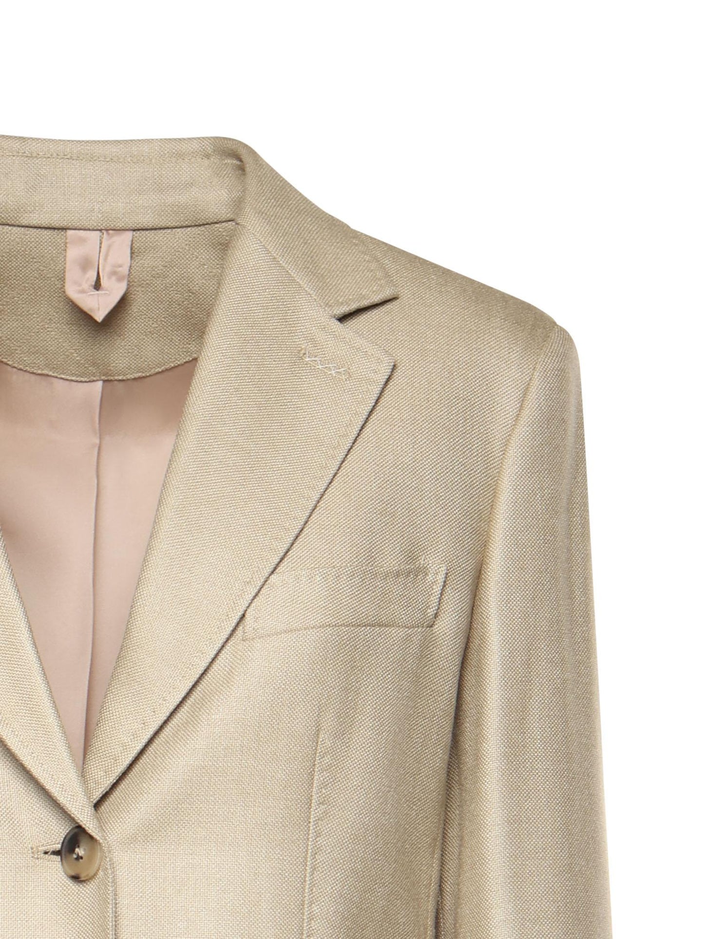 Blazer monopetto in canvas di lana e seta