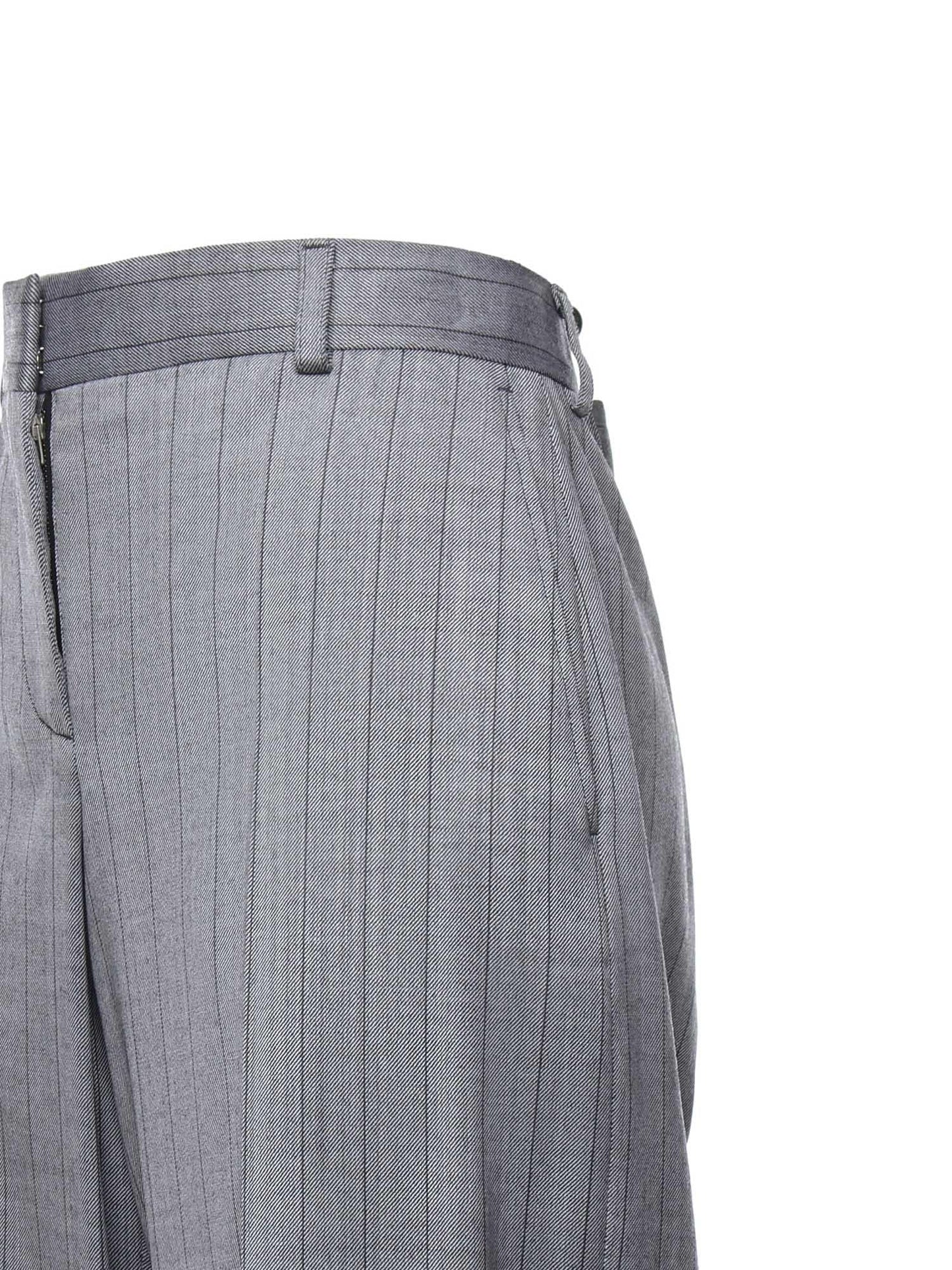 Pantaloni Plissettati Gessati