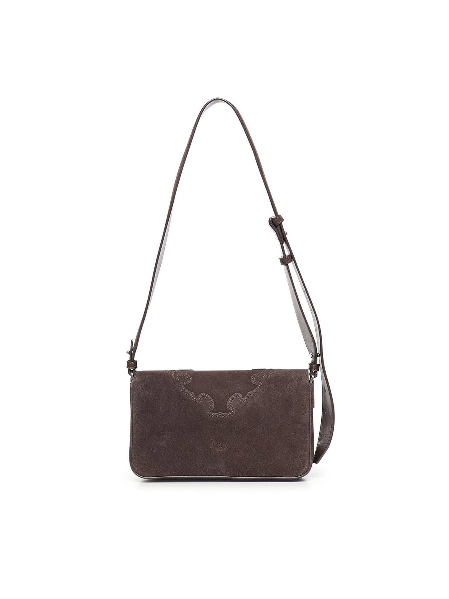 Borsa a spalla Mini Love Bag One Slouchy in suede con intarsi