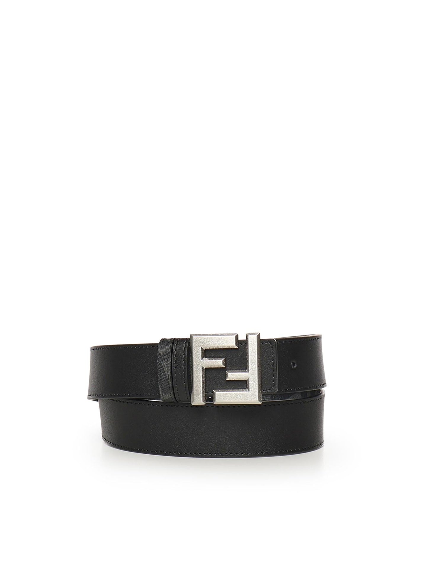 Cintura Squared FF in pelle e tela FF jacquard