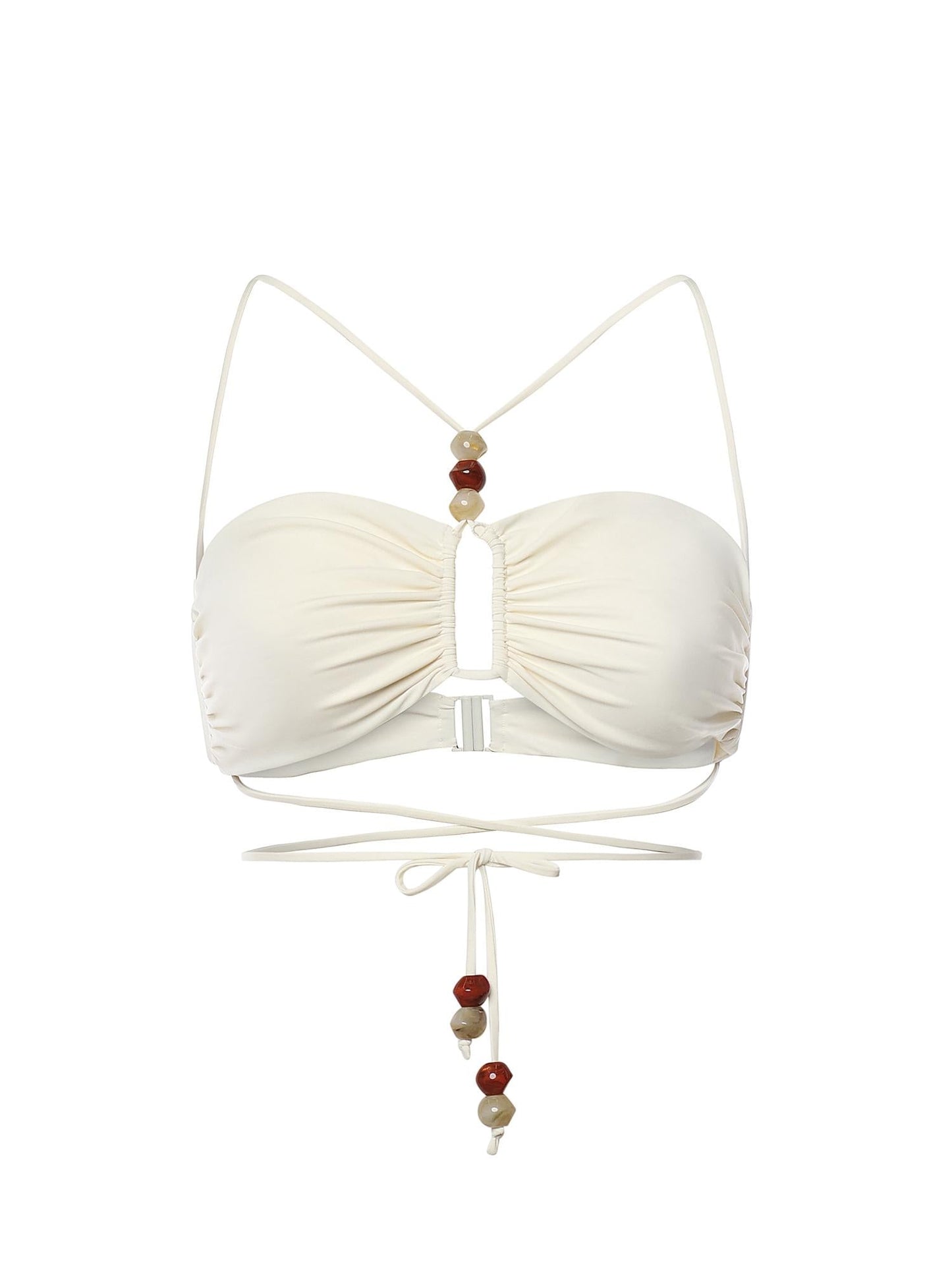 Top a fascia incrociato e perline