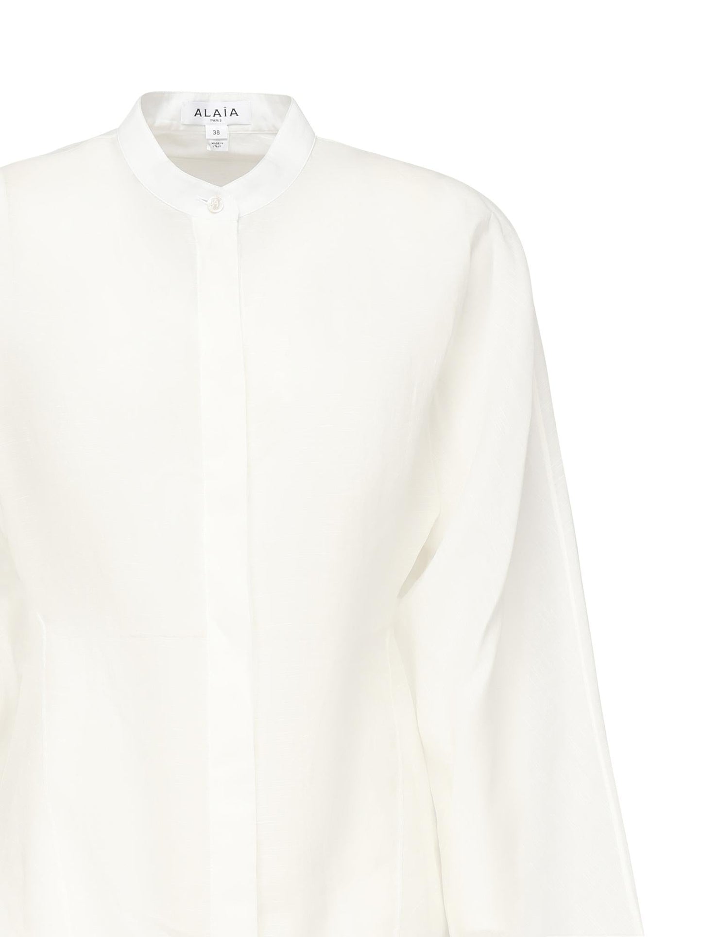 Camicia arrotondata in misto lino