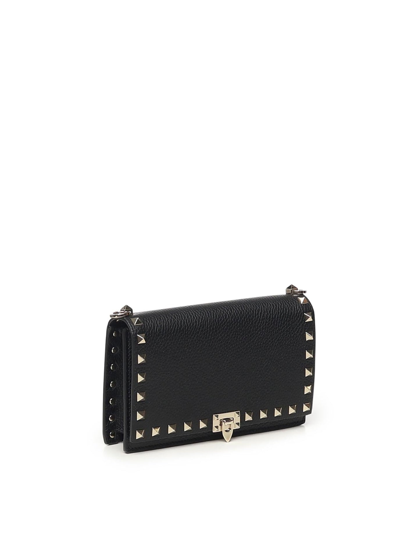 Mini bag con catena Rockstud in vitello granato