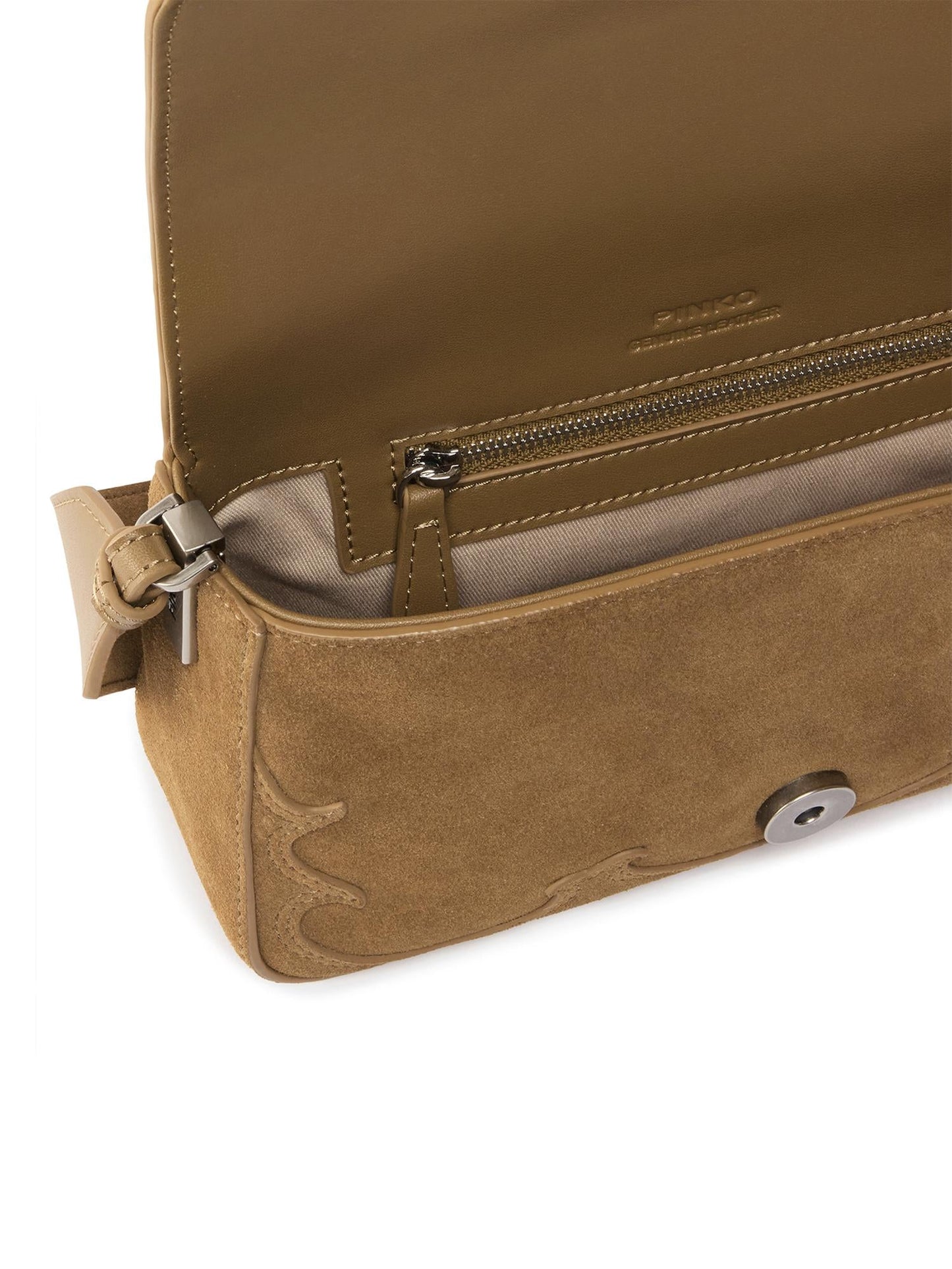 Borsa a spalla Mini Love Bag One Slouchy in suede con intarsi