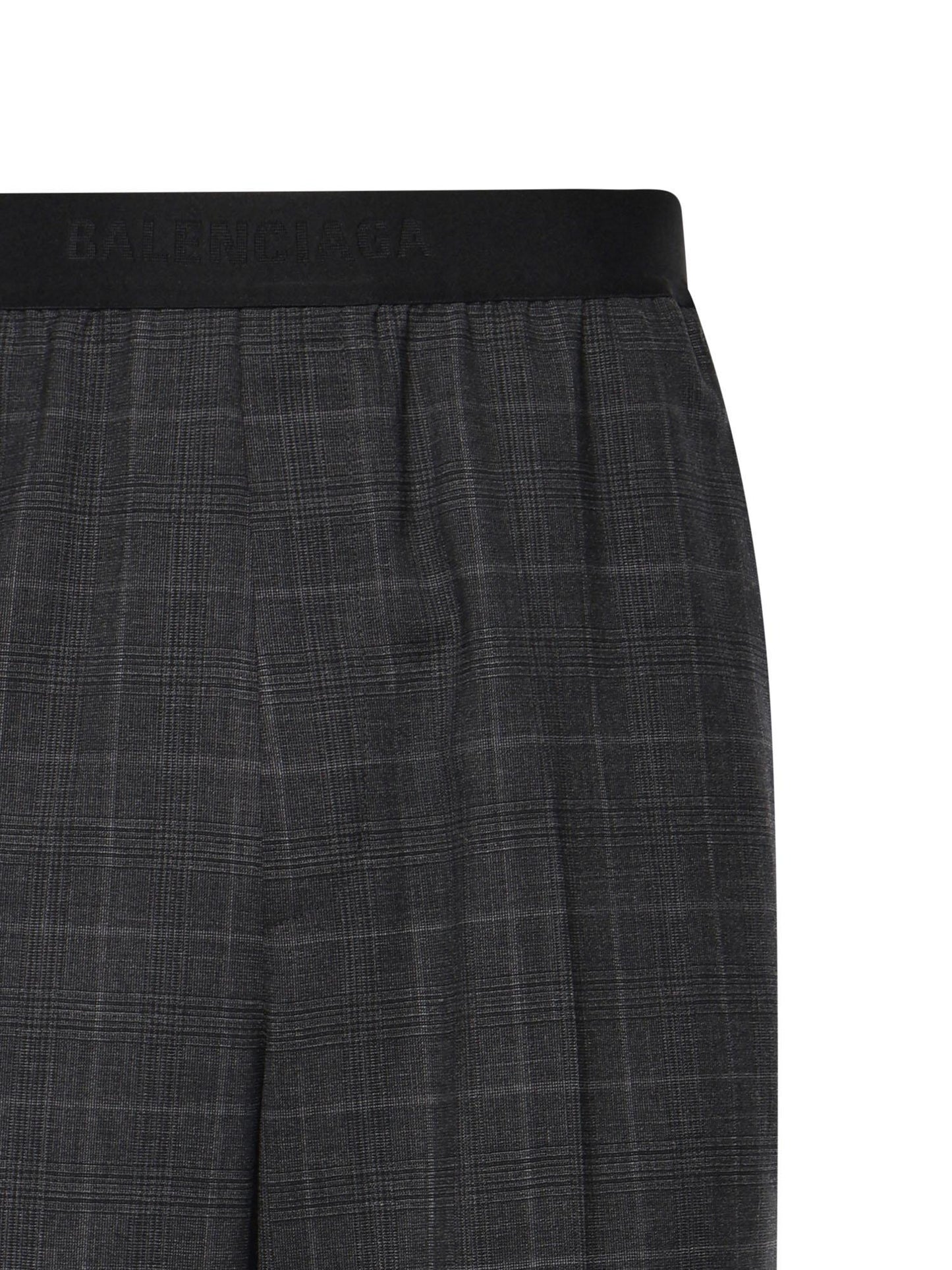 Pantaloni check in lana con logo