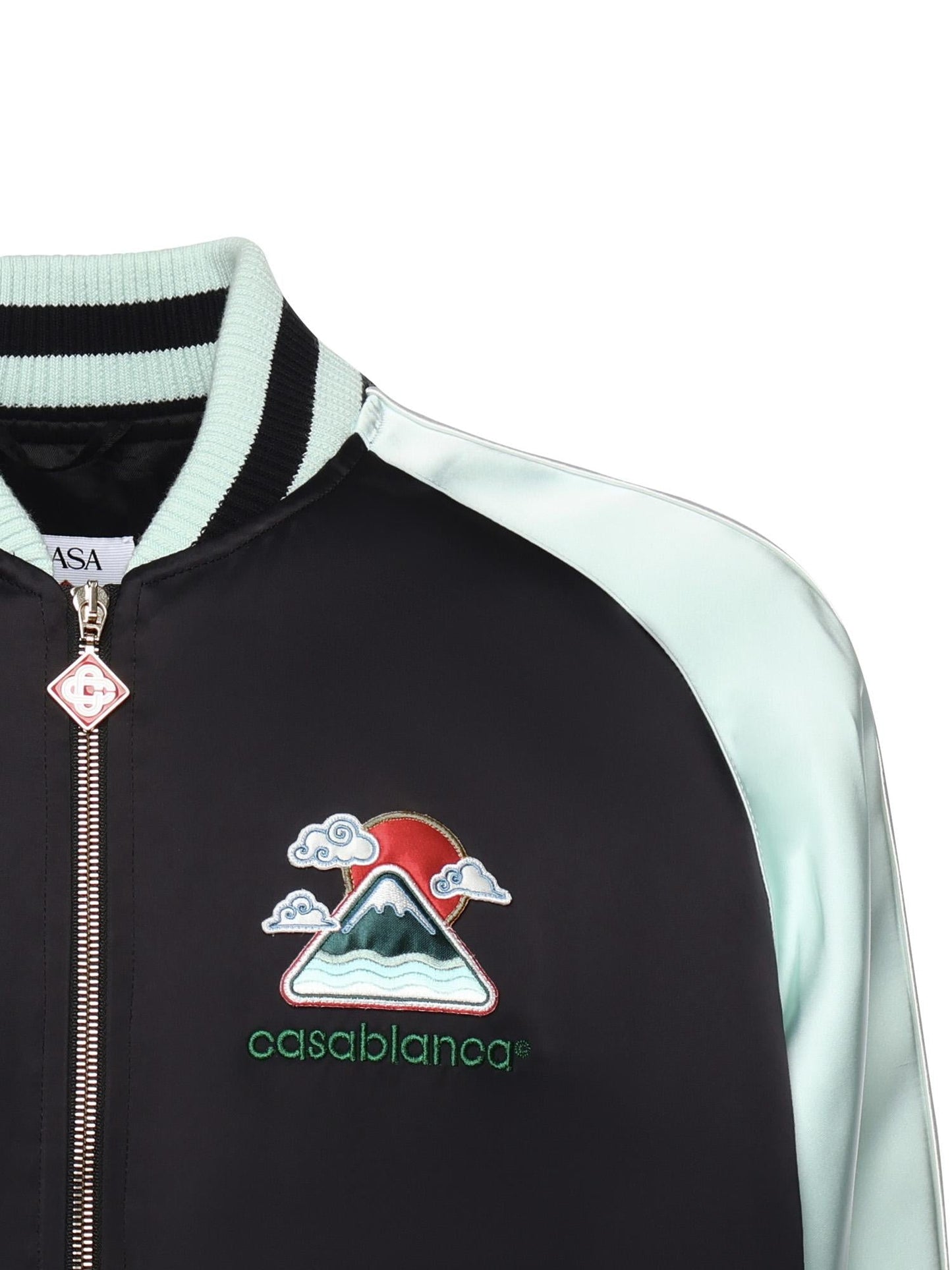 Giubbotto bomber in raso ricamato