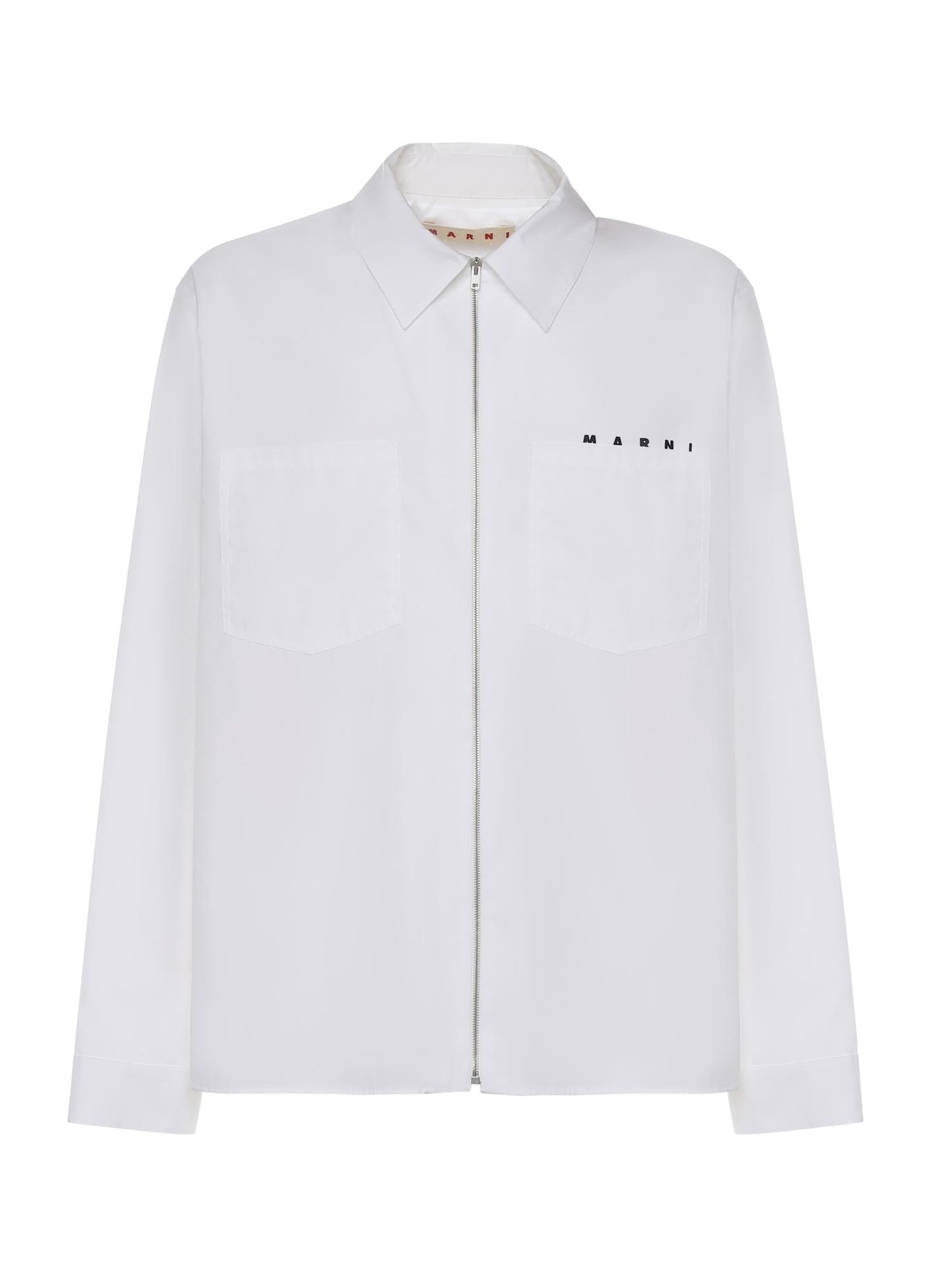Camicia con zip in popeline di cotone