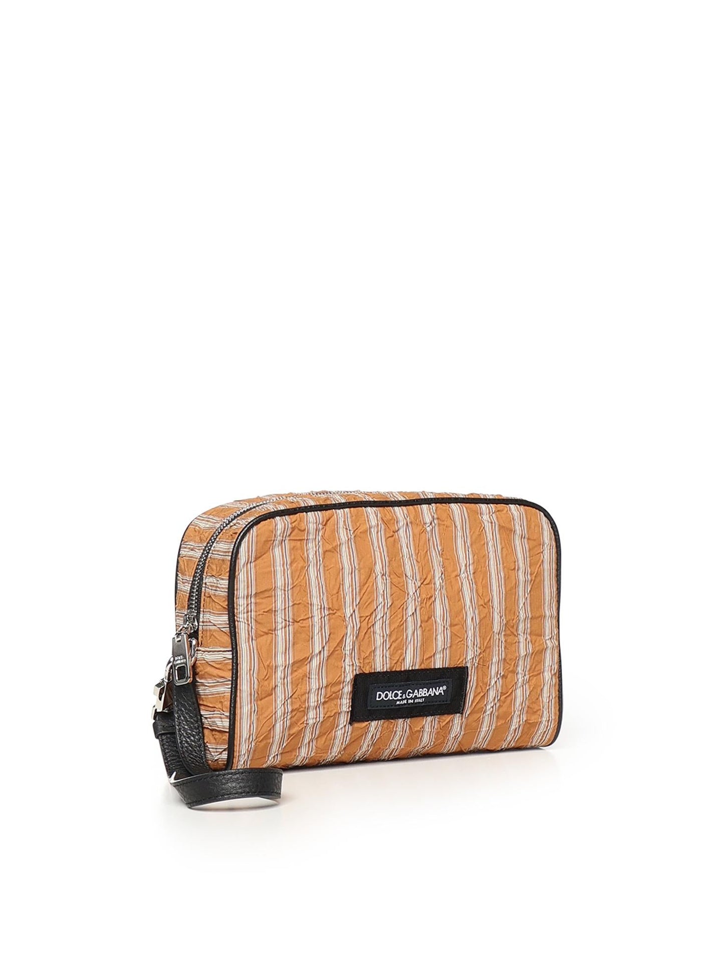 Borsa a mano in tessuto froissé e pelle