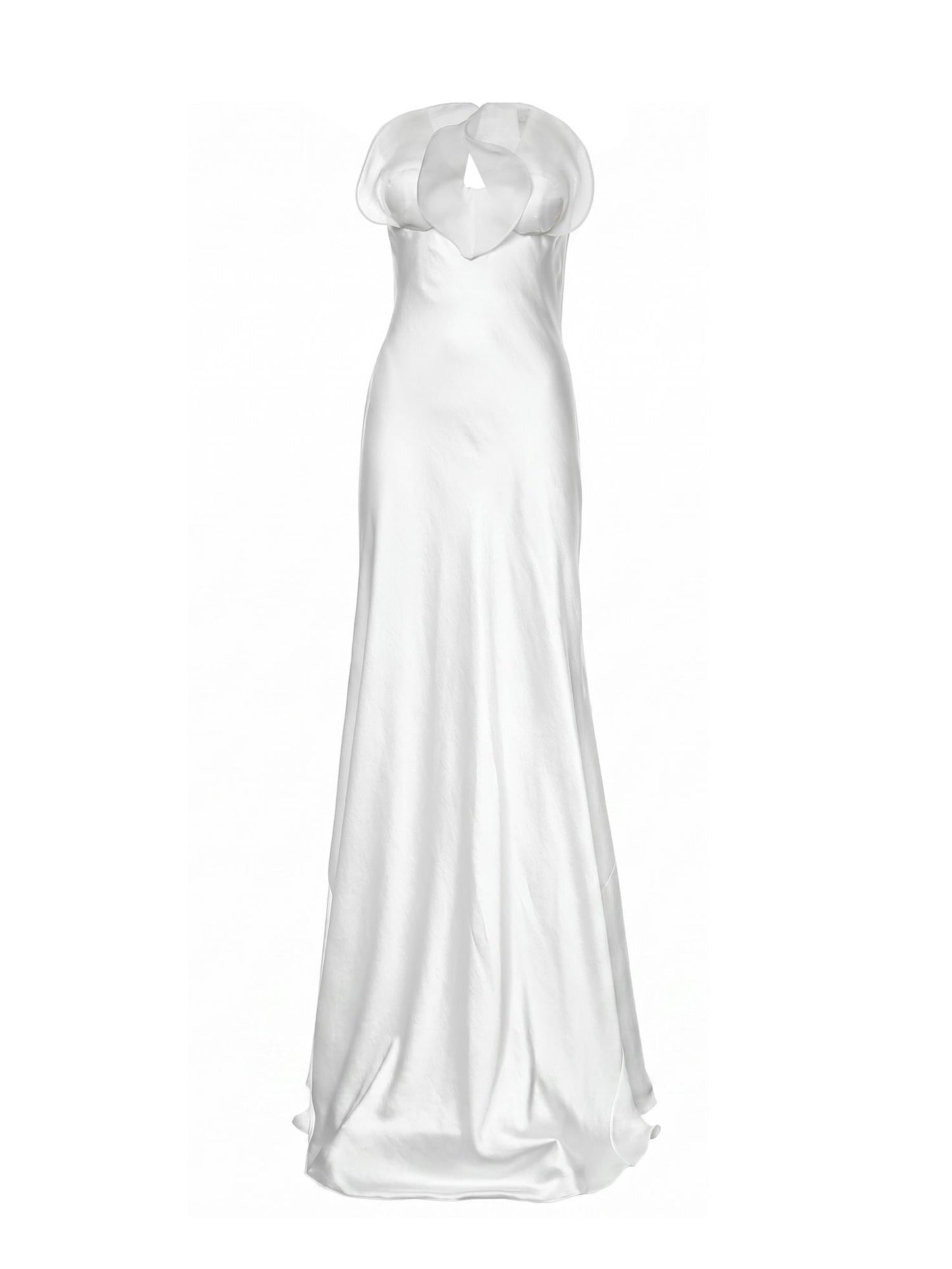 Abito lungo bustier con volant