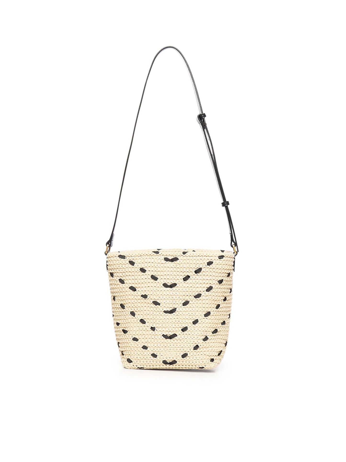Borsa a tracolla Bucket Mini in rafia con motivo chevron