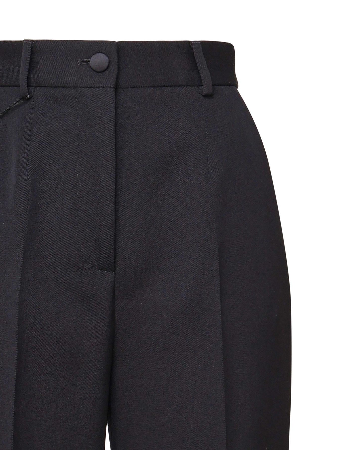 Pantaloni tuxedo in gabardina di lana