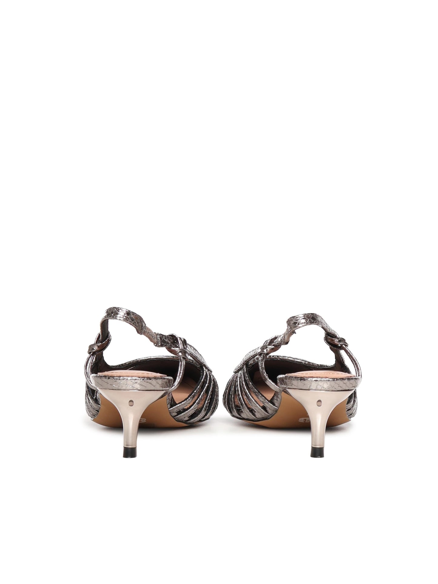 Pumps slingback in pelle metalizzata